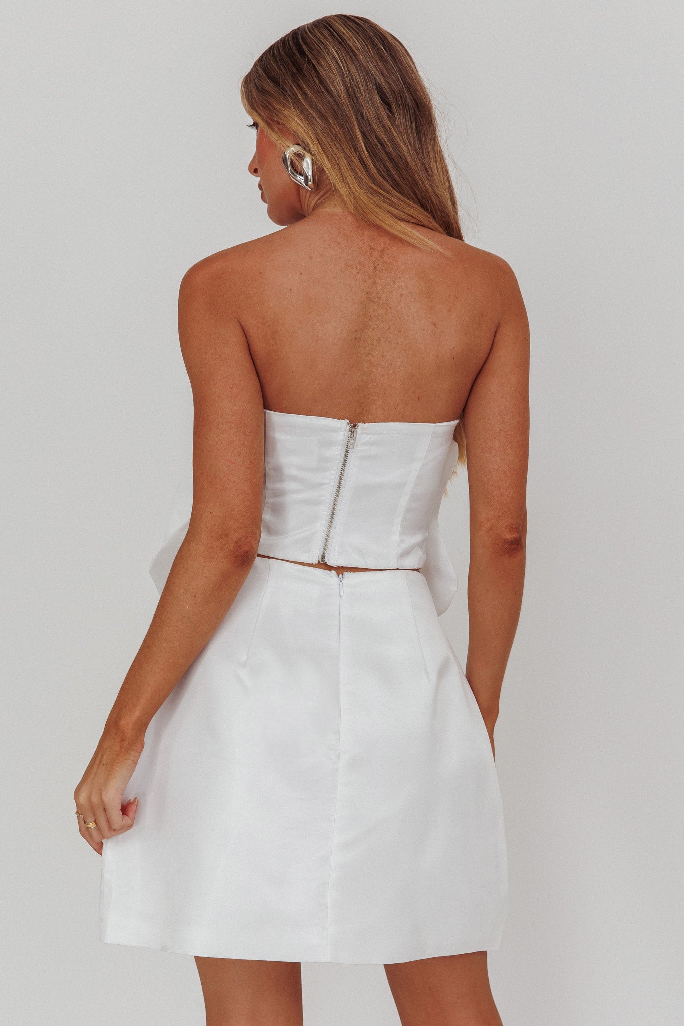 Count Down A-Line Mini Skirt Oyster by Selfie Leslie