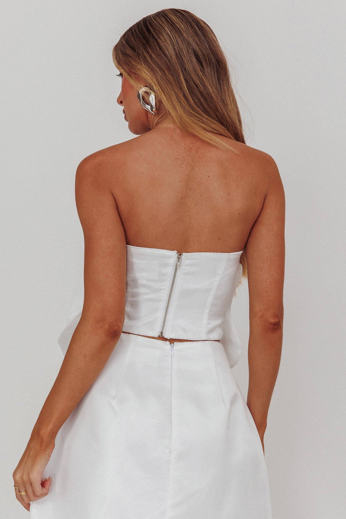 Count Down Rose Feature Strapless Top White by Selfie Leslie