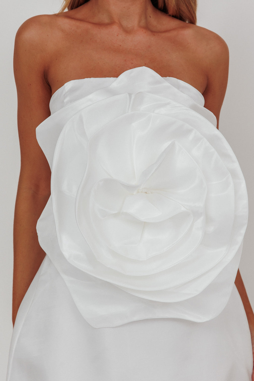 Count Down Rose Feature Strapless Top White by Selfie Leslie