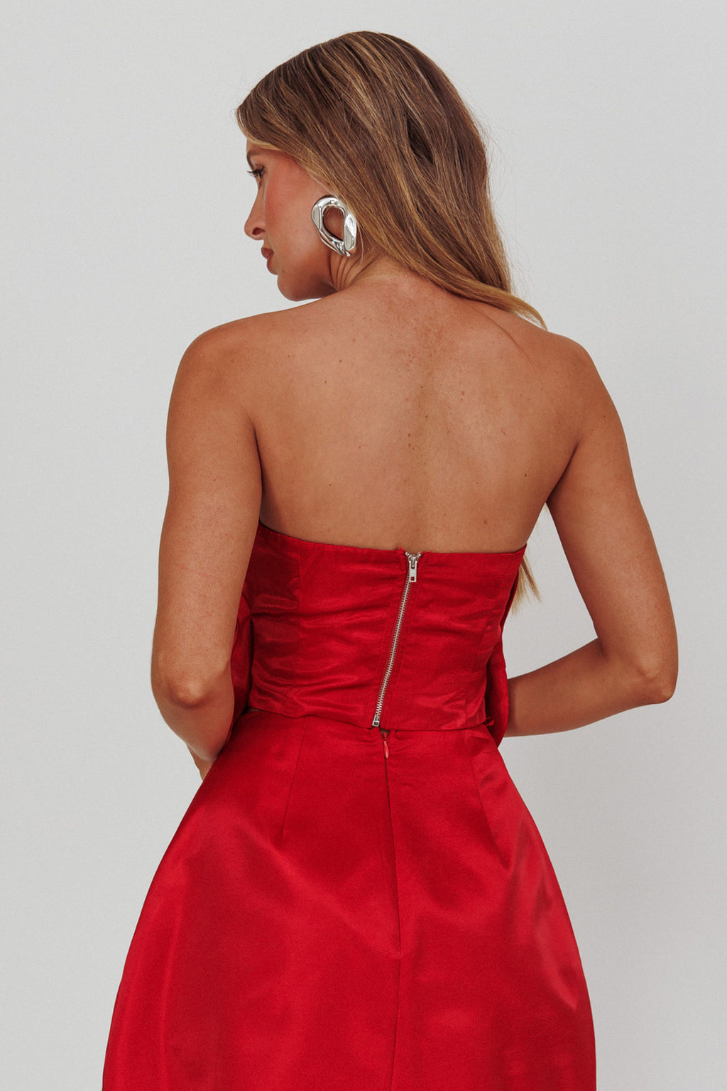 Count Down Rose Feature Strapless Top Red by Selfie Leslie