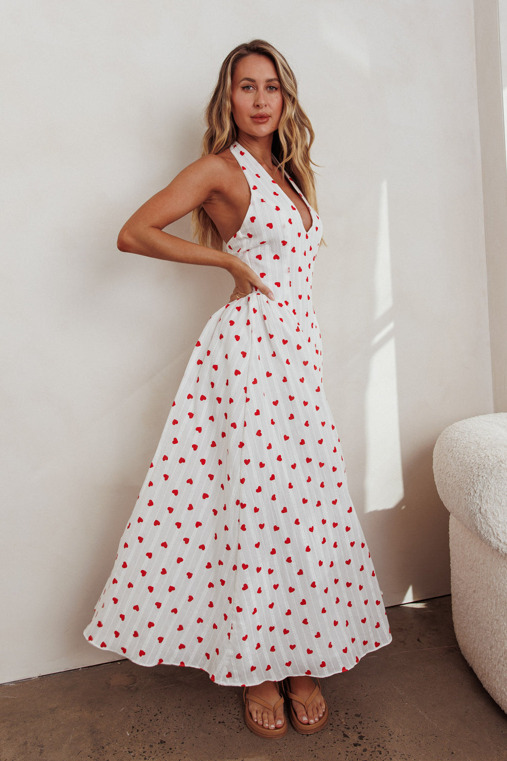 El Corazon Halterneck Dress Heart Print by Selfie Leslie