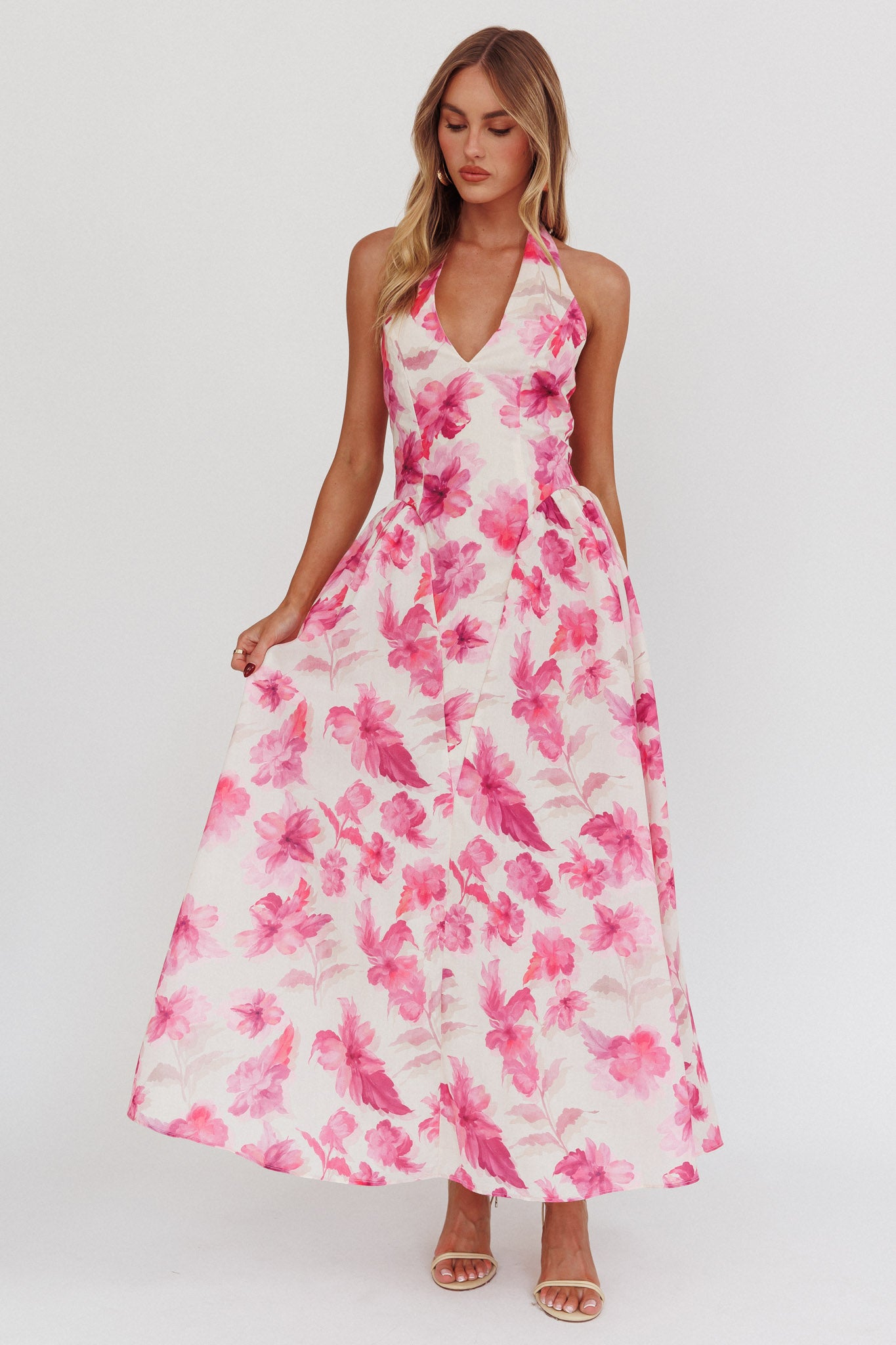 El Corazon Halterneck Dress Floral Pink by Selfie Leslie