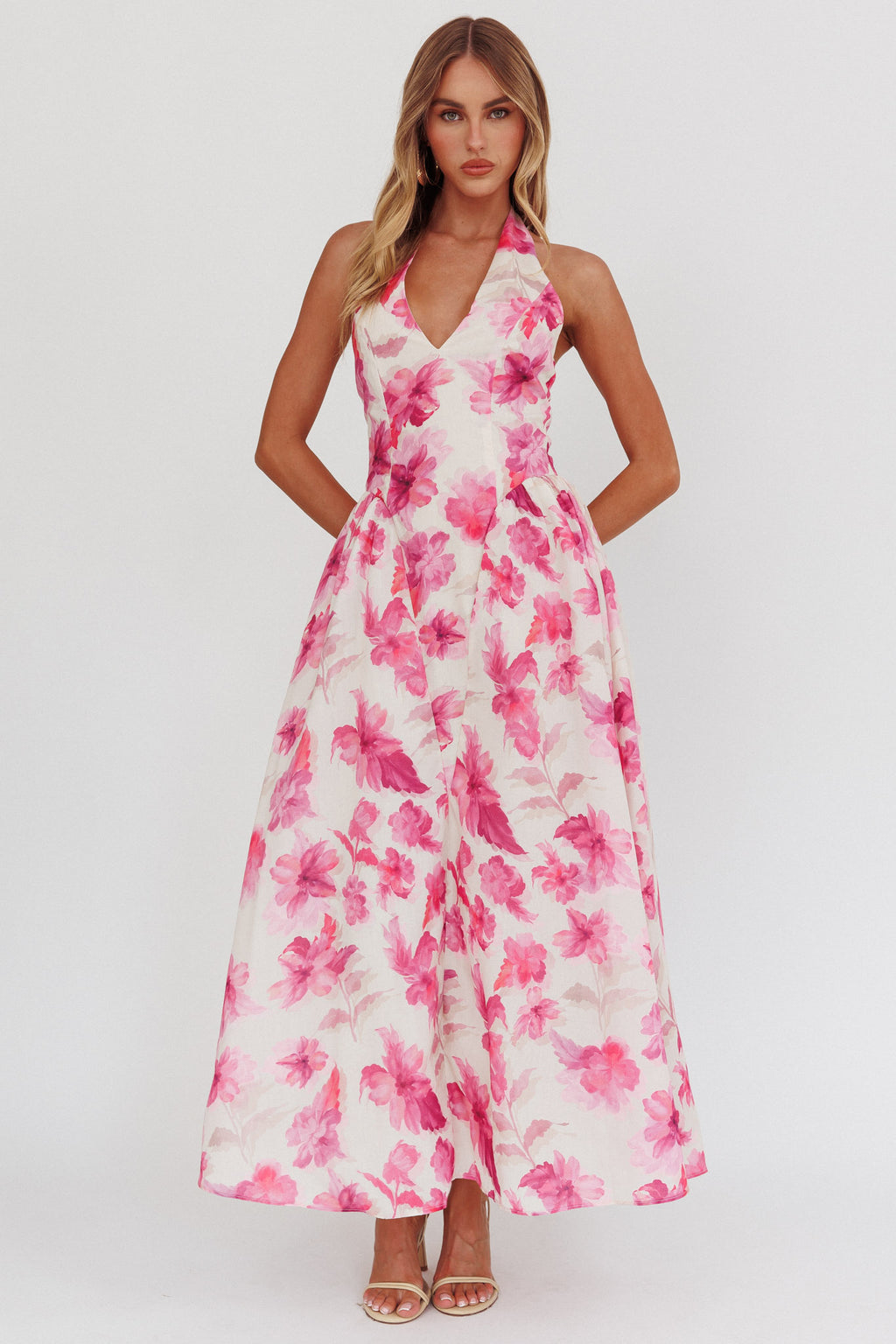 El Corazon Halterneck Dress Floral Pink by Selfie Leslie