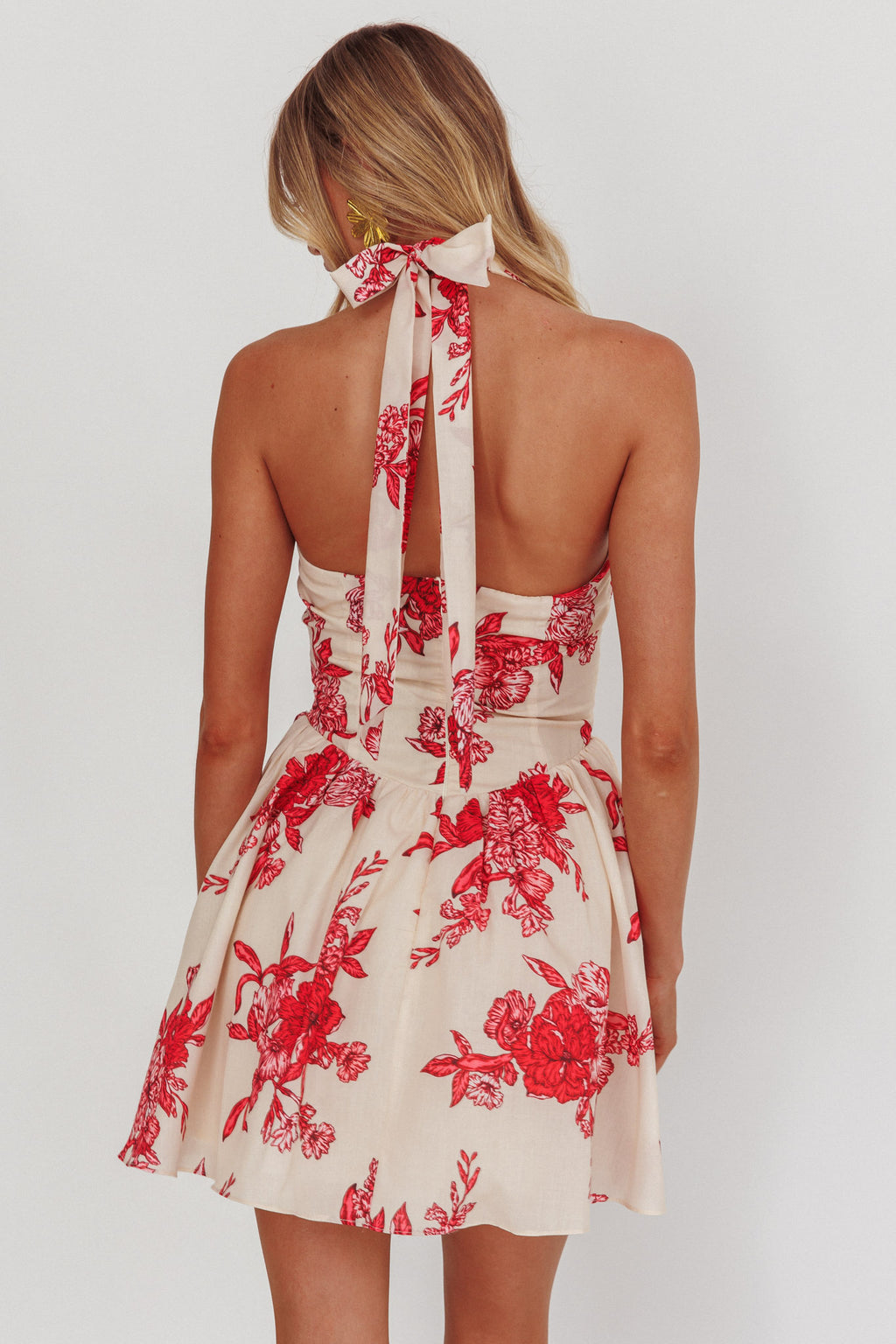 El Corazon Halterneck Mini Dress Floral Red by Selfie Leslie