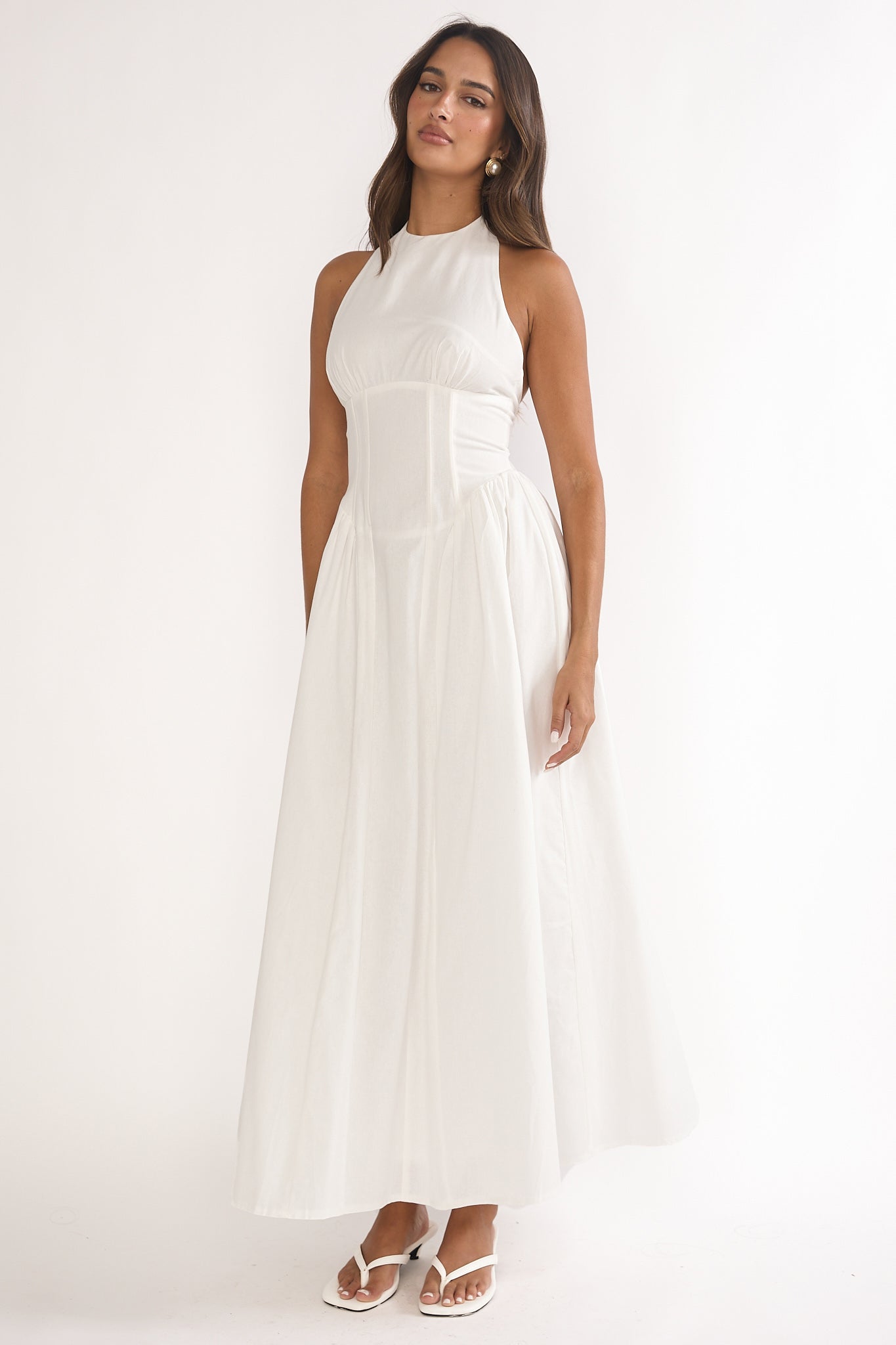El Corazon High Halterneck Maxi Dress White by Selfie Leslie