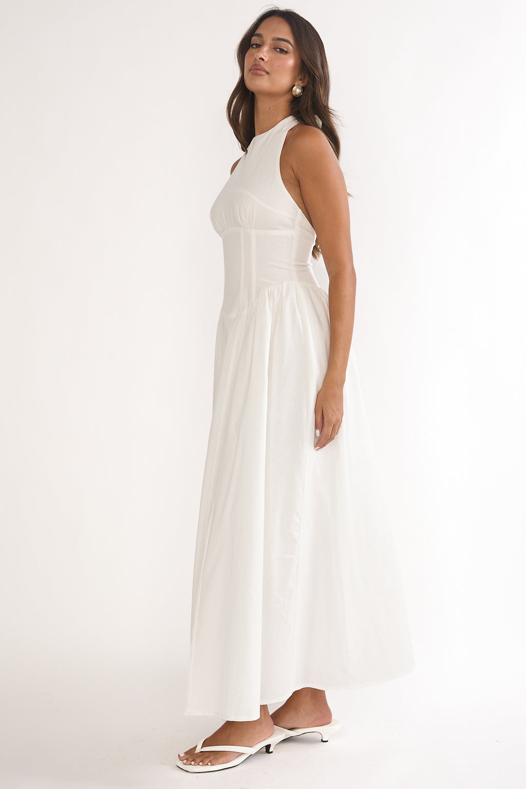 gloria coelho corselet regata maxi dress El Corazon High Halterneck Maxi Dress White