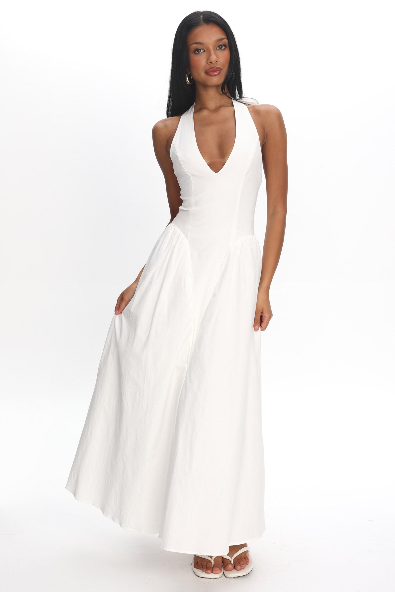 El Corazon Halterneck Maxi Dress Cream | Selfie Leslie