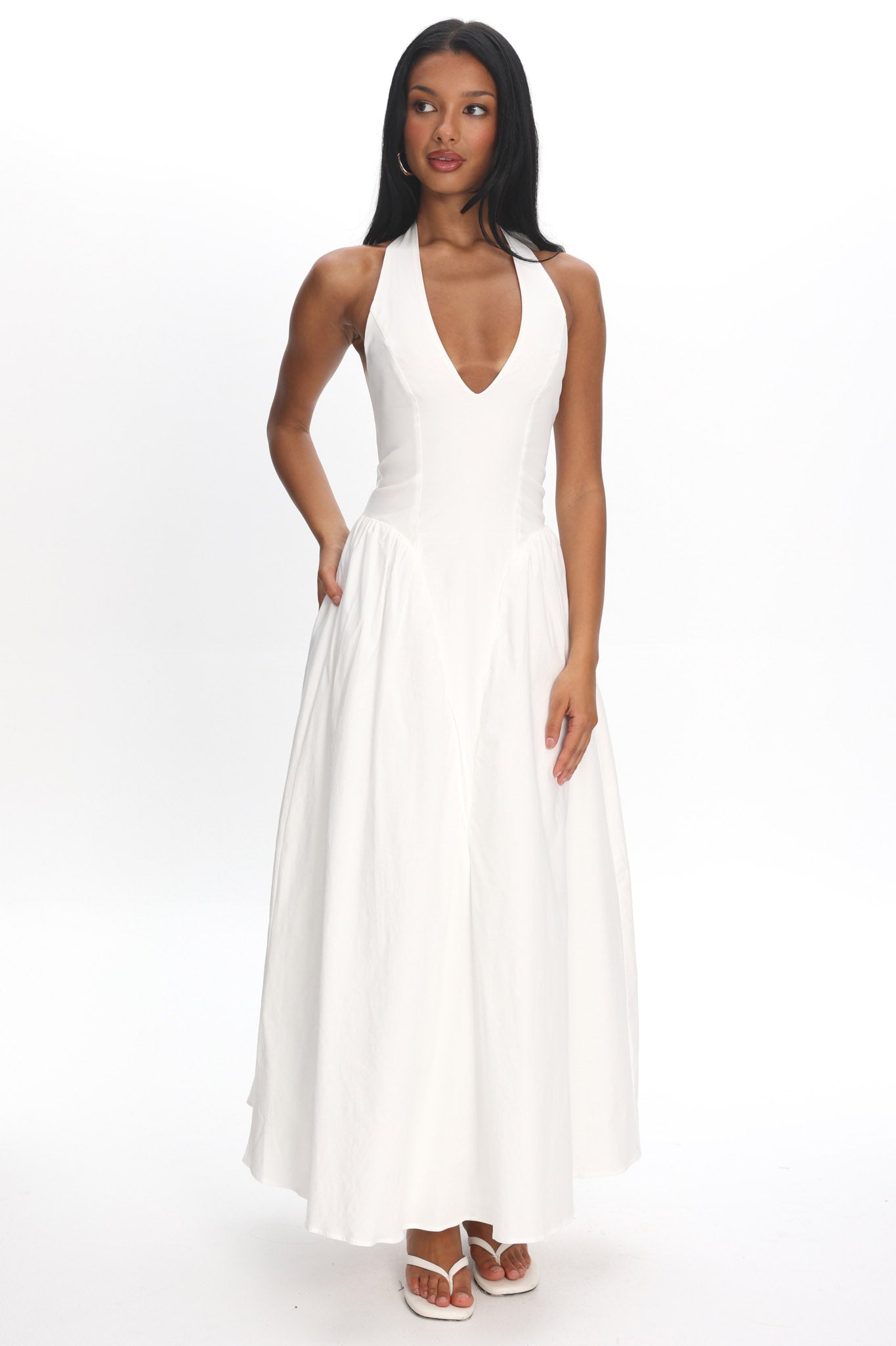 El Corazon Halterneck Maxi Dress Cream– Selfie Leslie