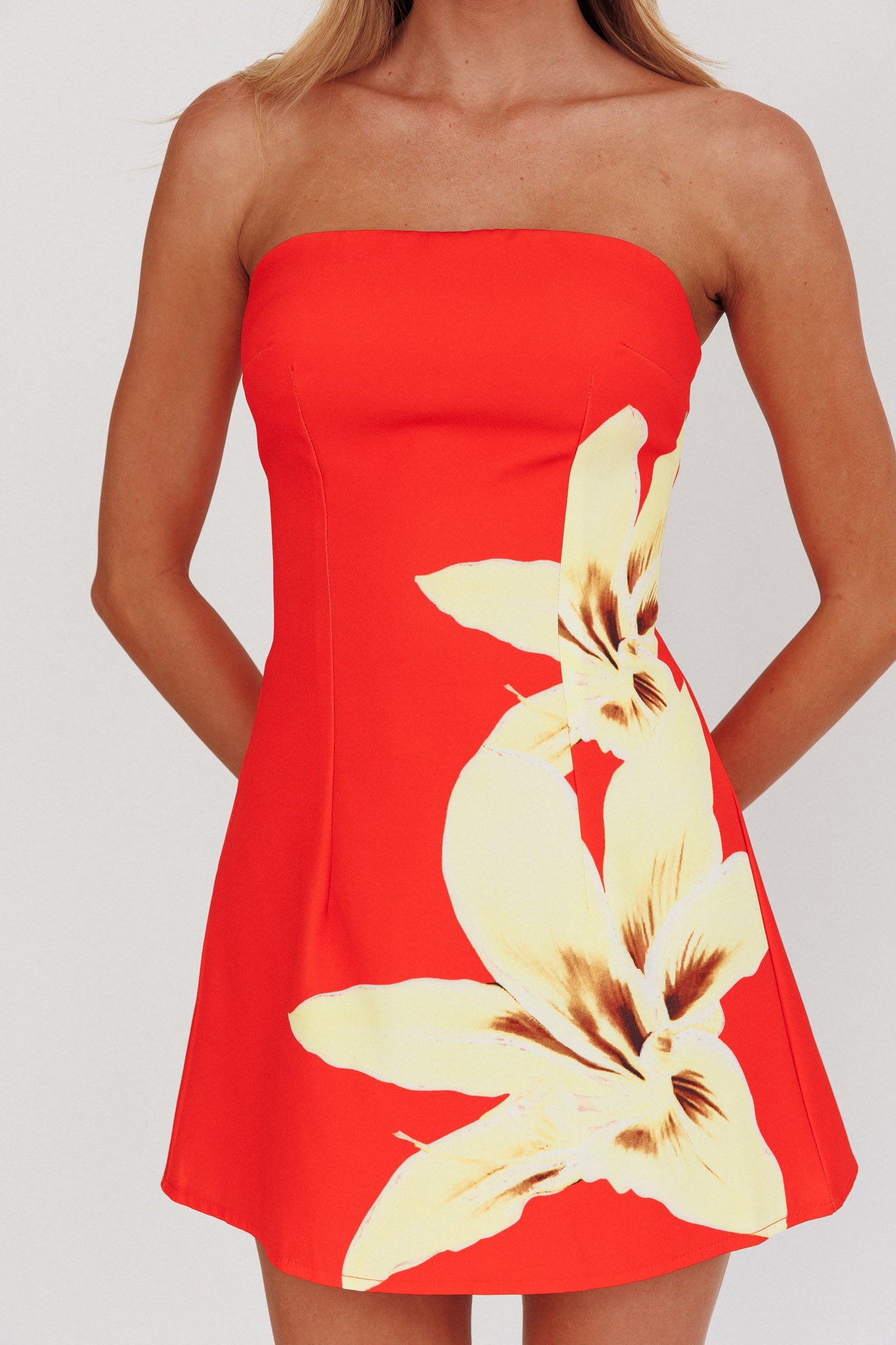 Heart To Heart Strapless Mini Dress Lily Red by Selfie Leslie