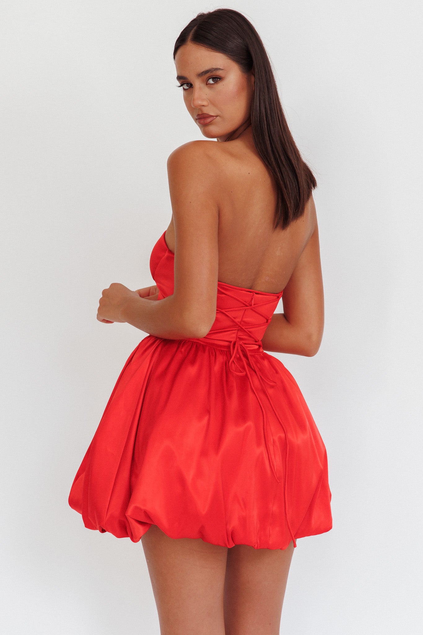 for Love Strapless Balloon Skirt Mini Dress Red - M for Love Strapless Balloon Skirt Mini Dress Red - M