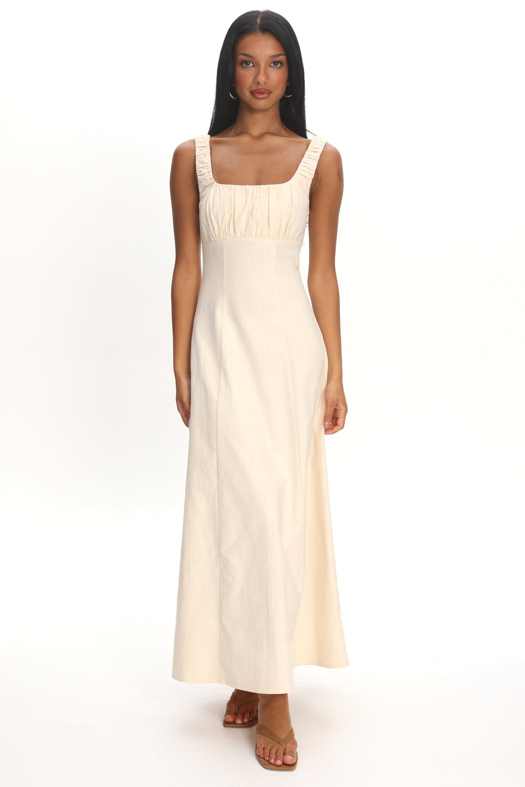 Aila Gathered Bust Maxi Dress Cream