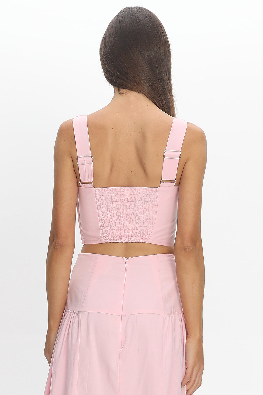 Carliet Ruched Crop Top Pink