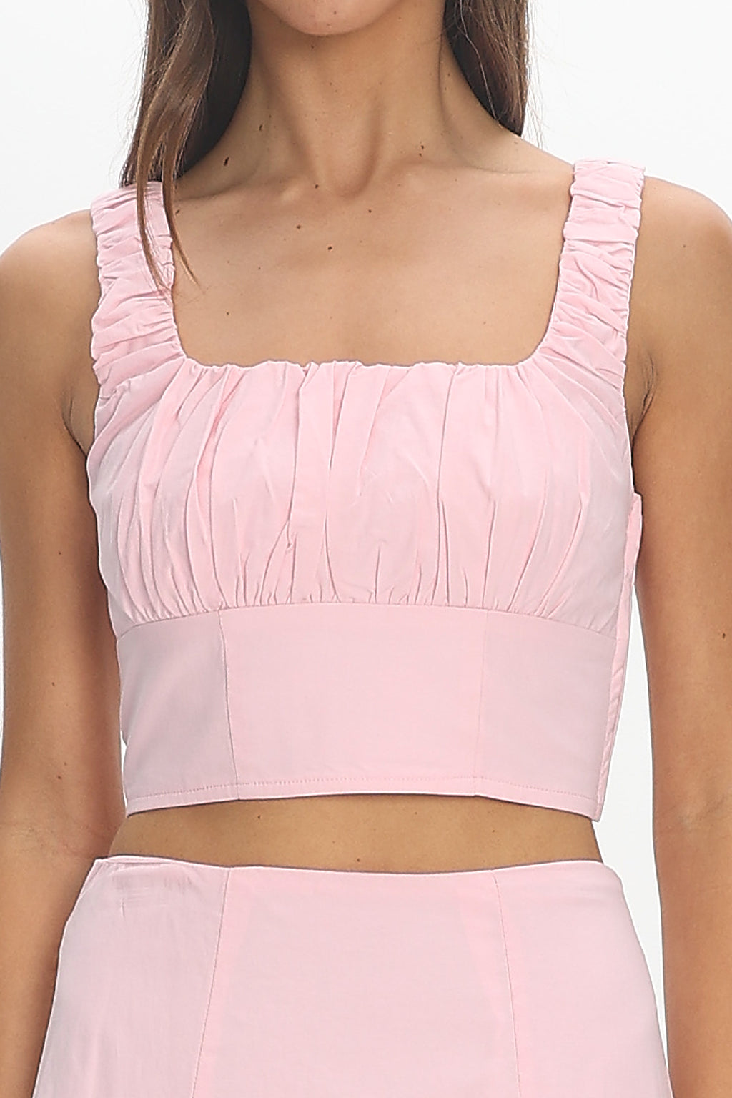 Carliet Ruched Crop Top Pink