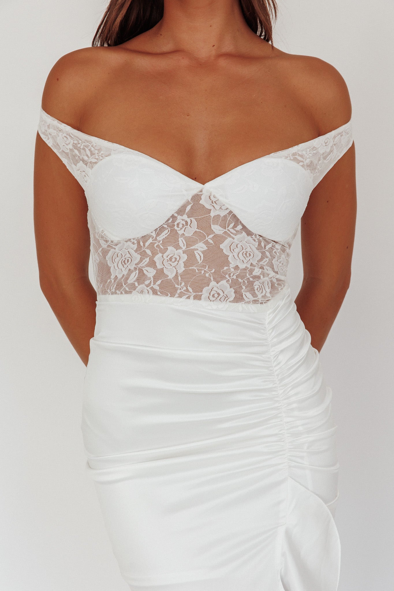 Tillie Lace Bodice Maxi Dress White by Selfie Leslie