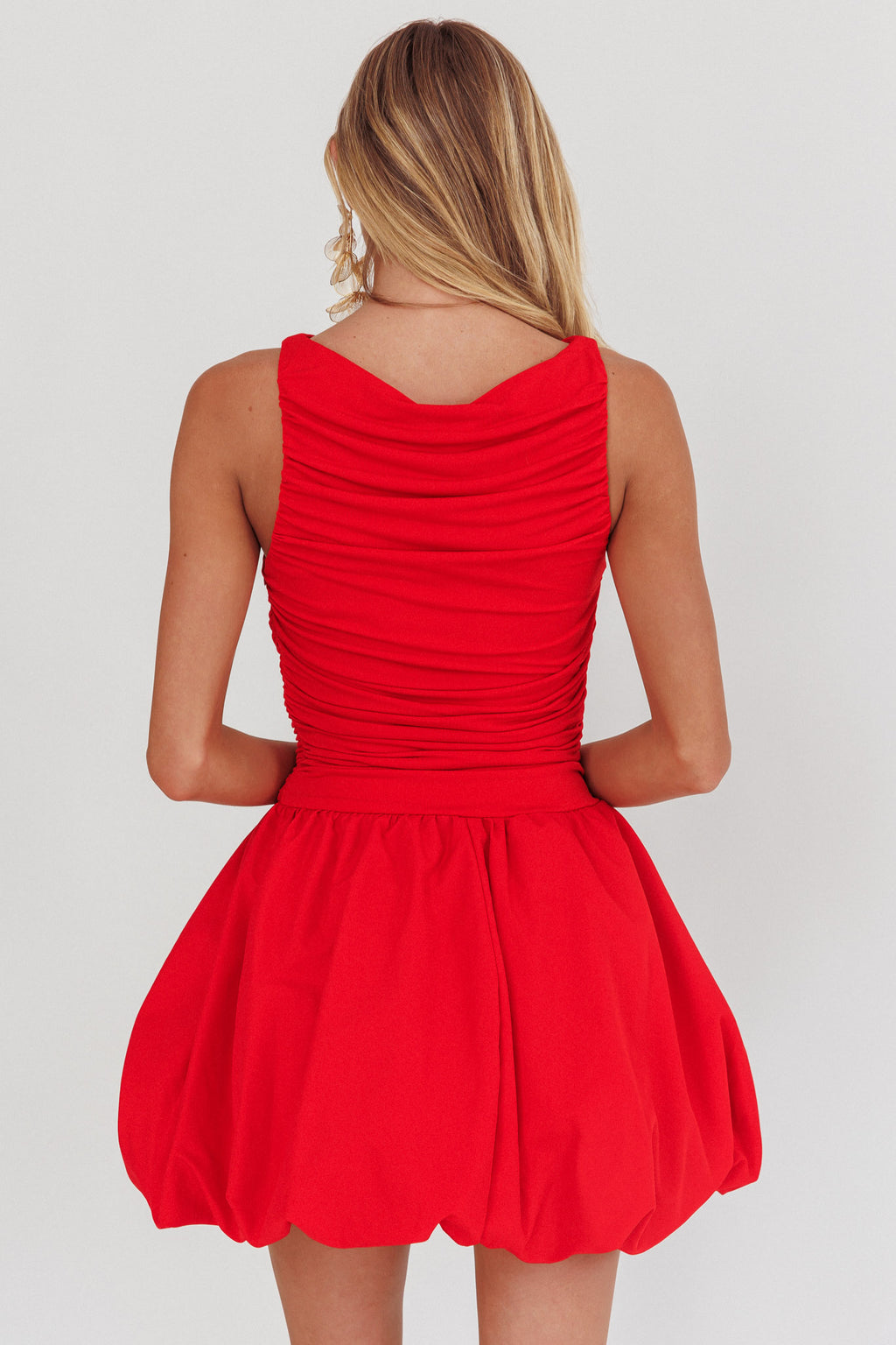 Dalayla Sleeveless Balloon Skirt Mini Dress Red by Selfie Leslie