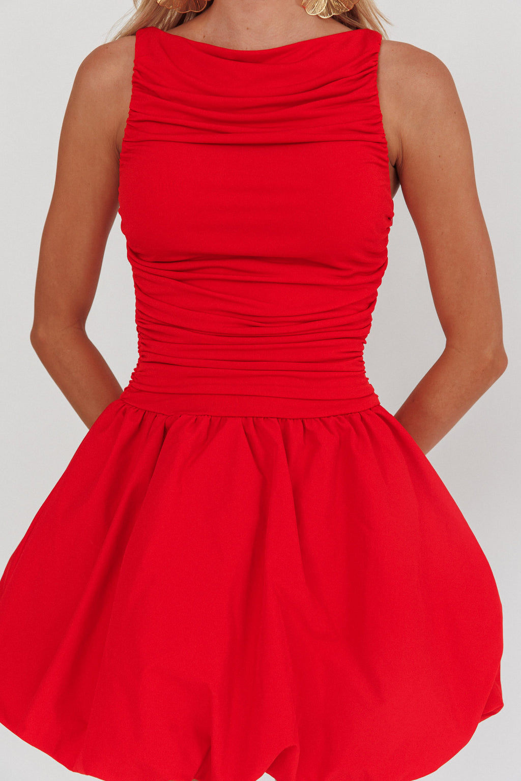 Dalayla Sleeveless Balloon Skirt Mini Dress Red by Selfie Leslie