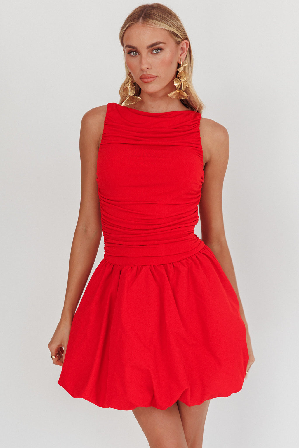 Dalayla Sleeveless Balloon Skirt Mini Dress Red by Selfie Leslie