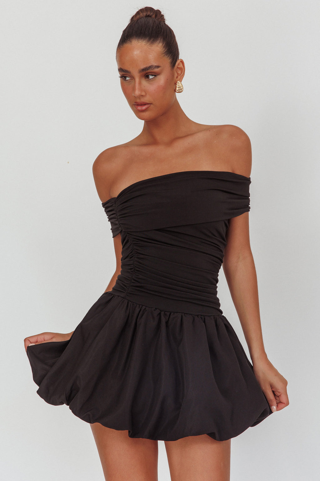 Dalayla Off-Shoulder Mini Dress Black by Selfie Leslie