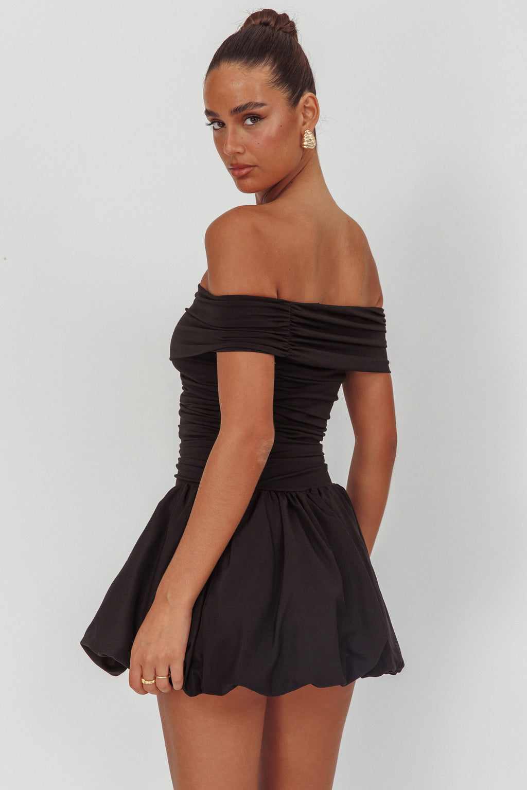 Dalayla Off-Shoulder Mini Dress Black by Selfie Leslie