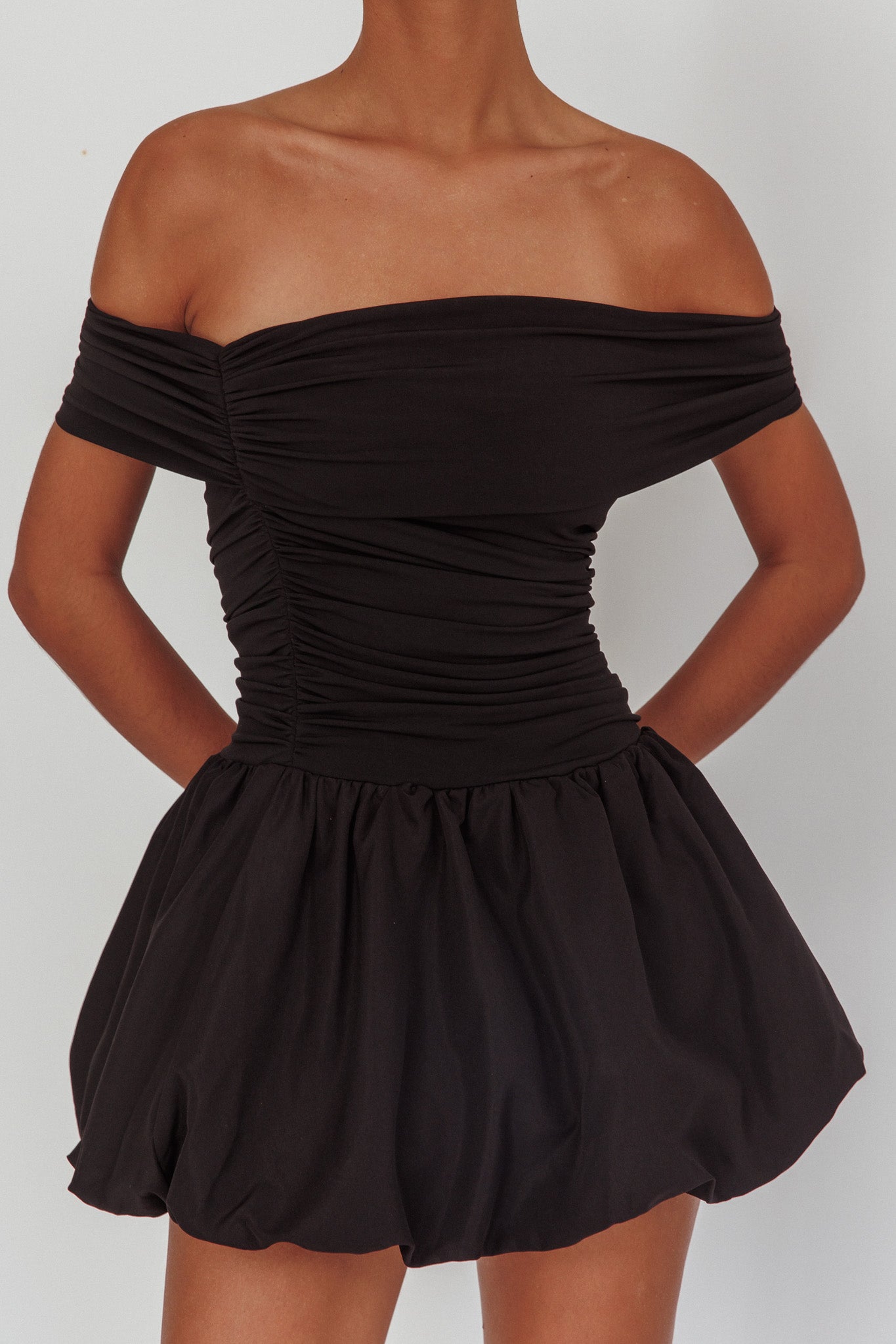 Dalayla Off-Shoulder Mini Dress Black by Selfie Leslie