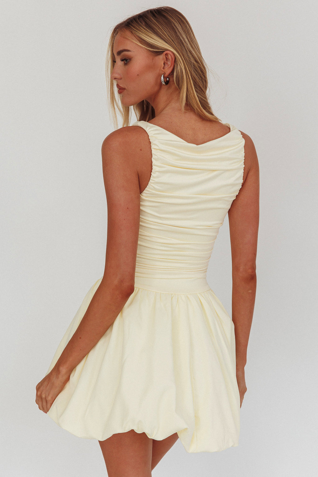 Dalayla Sleeveless Balloon Skirt Mini Dress Butter by Selfie Leslie