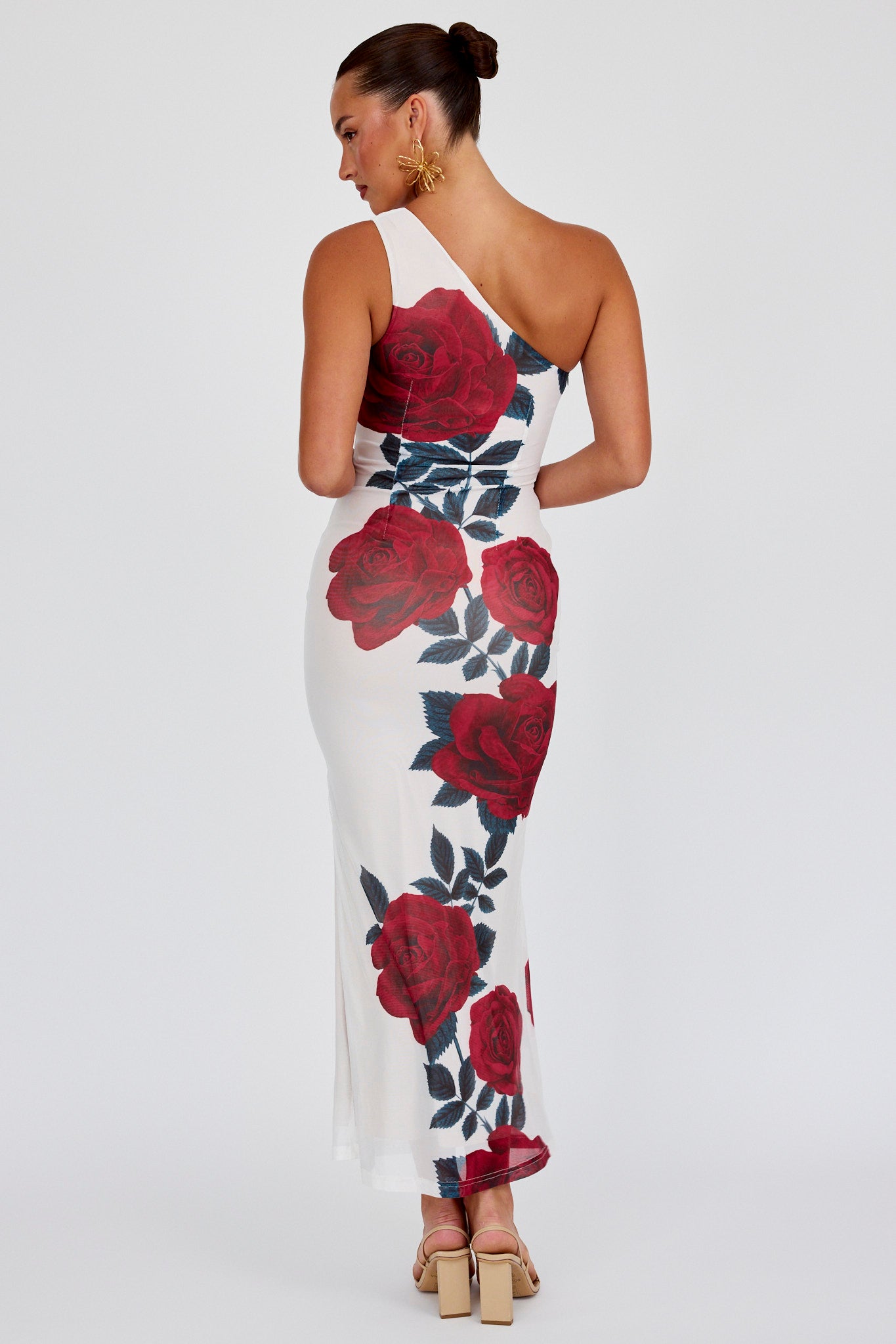 Desiree One Shoulder Mesh Maxi Dres Rose by Selfie Leslie