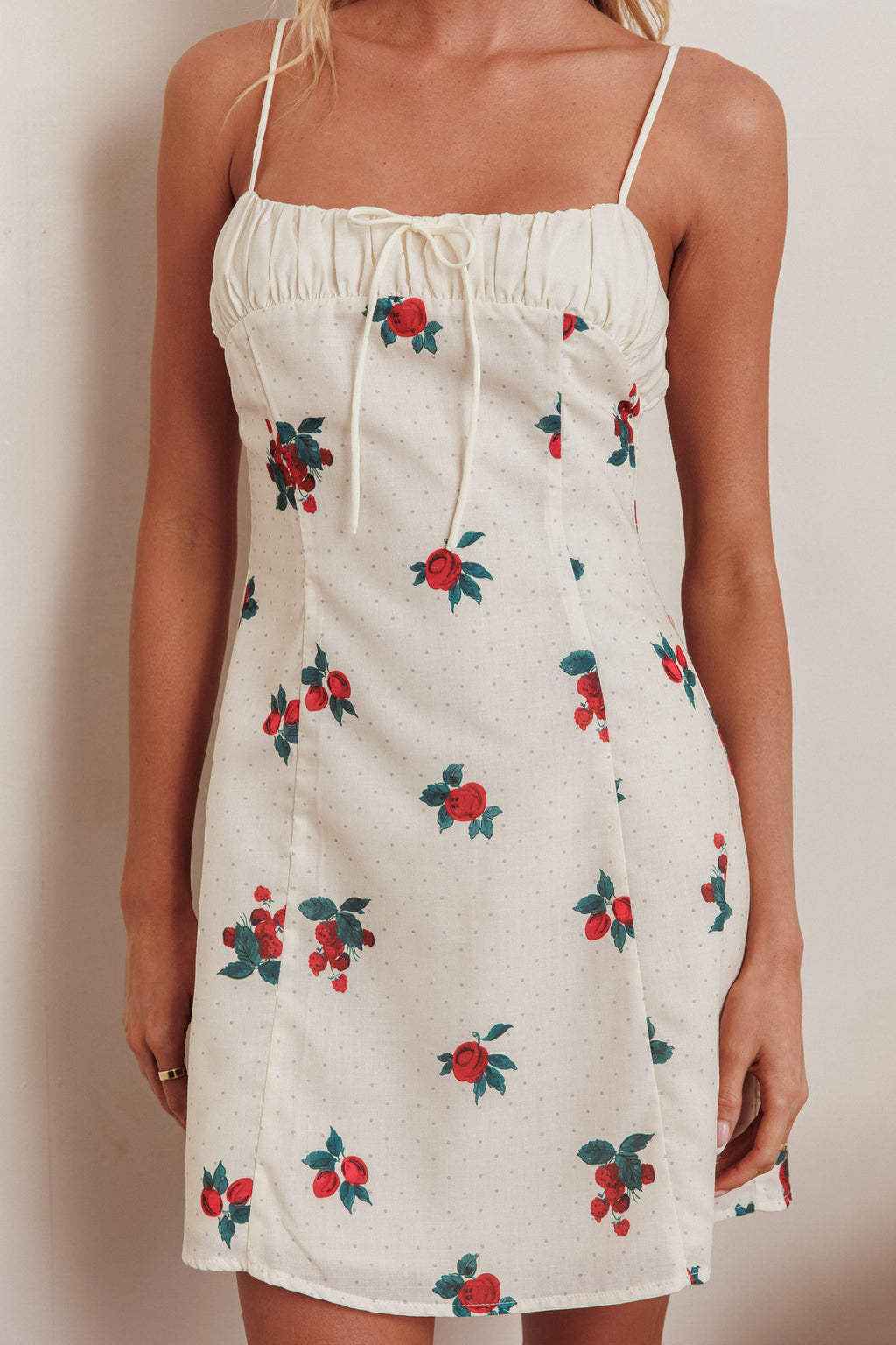Clara Gathered Bust Mini Dress Rose Beige by Selfie Leslie