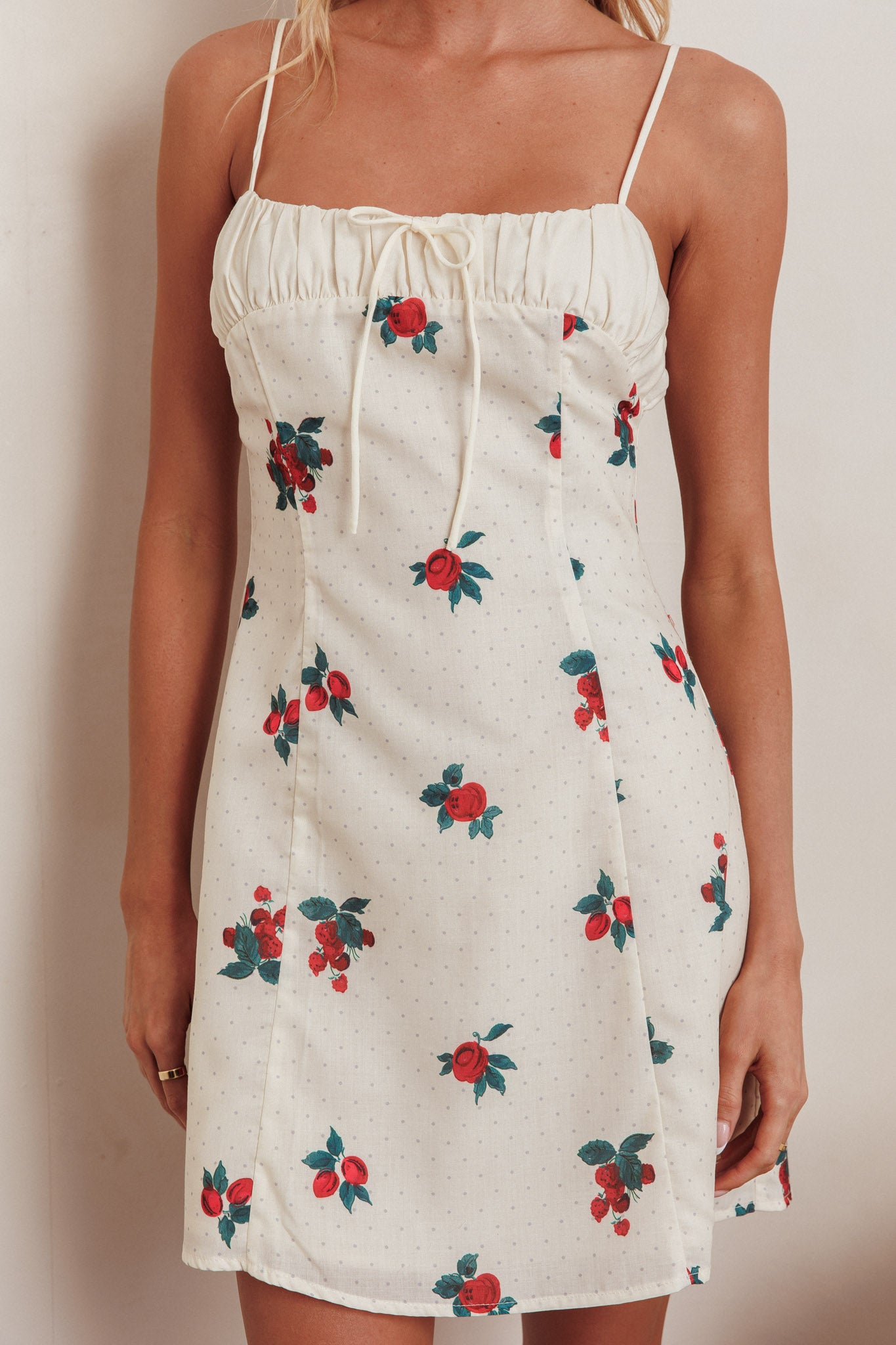 Clara Gathered Bust Mini Dress Rose Beige by Selfie Leslie
