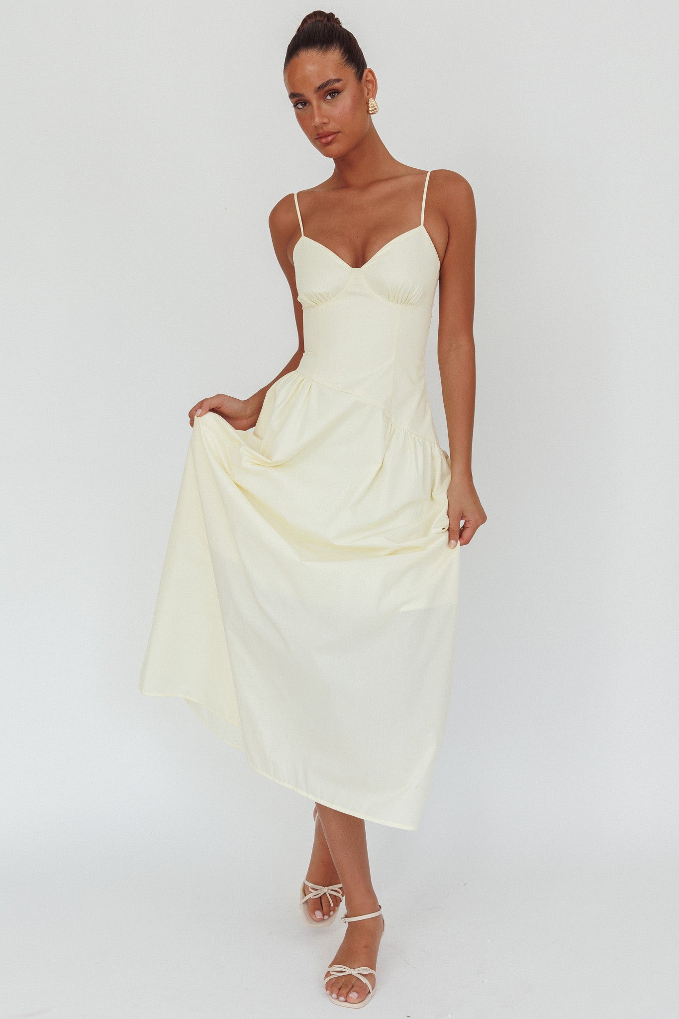 Honey Baby Diagonal Waist Maxi Dress Butter by Selfie Leslie