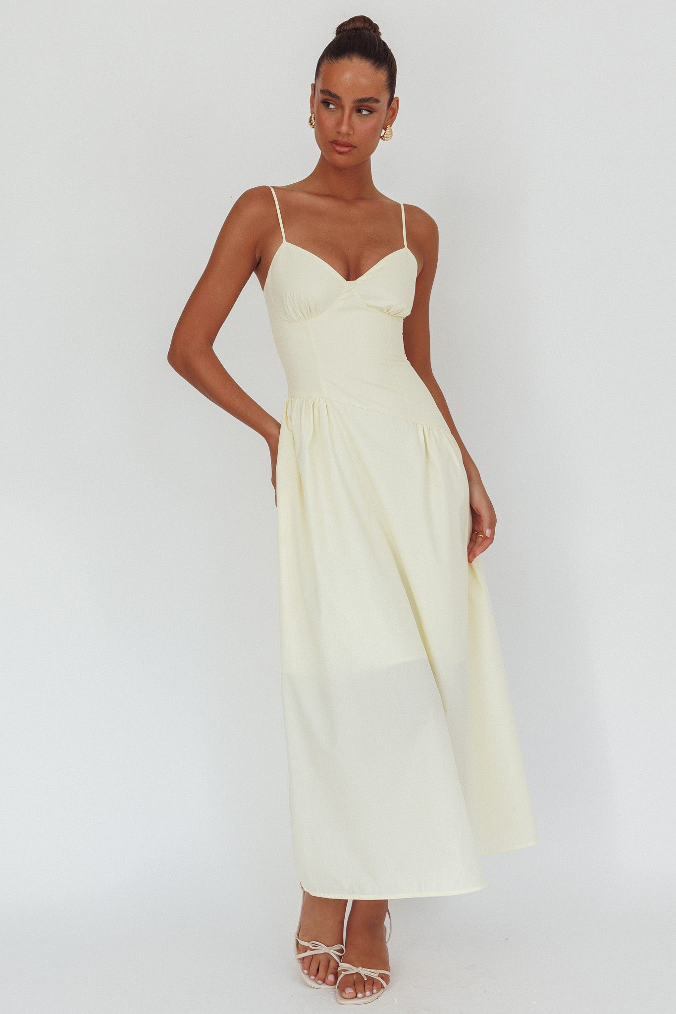 Honey Baby Diagonal Waist Maxi Dress Butter by Selfie Leslie