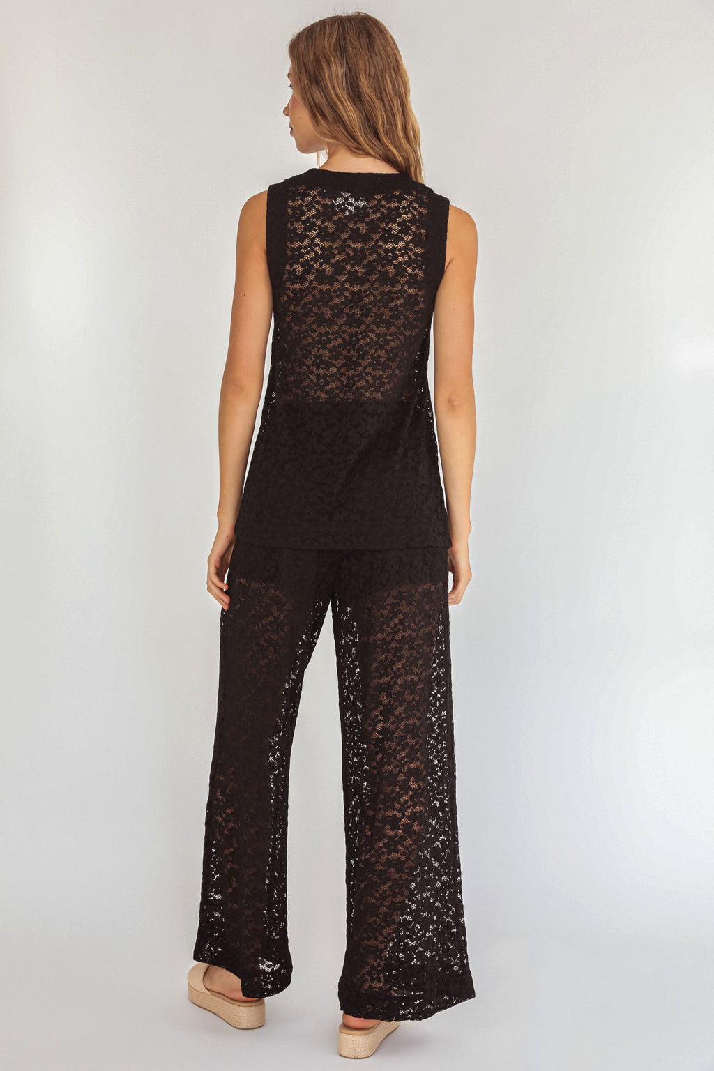 Canyons Wide Leg Pants Lace Black by Selfie Leslie