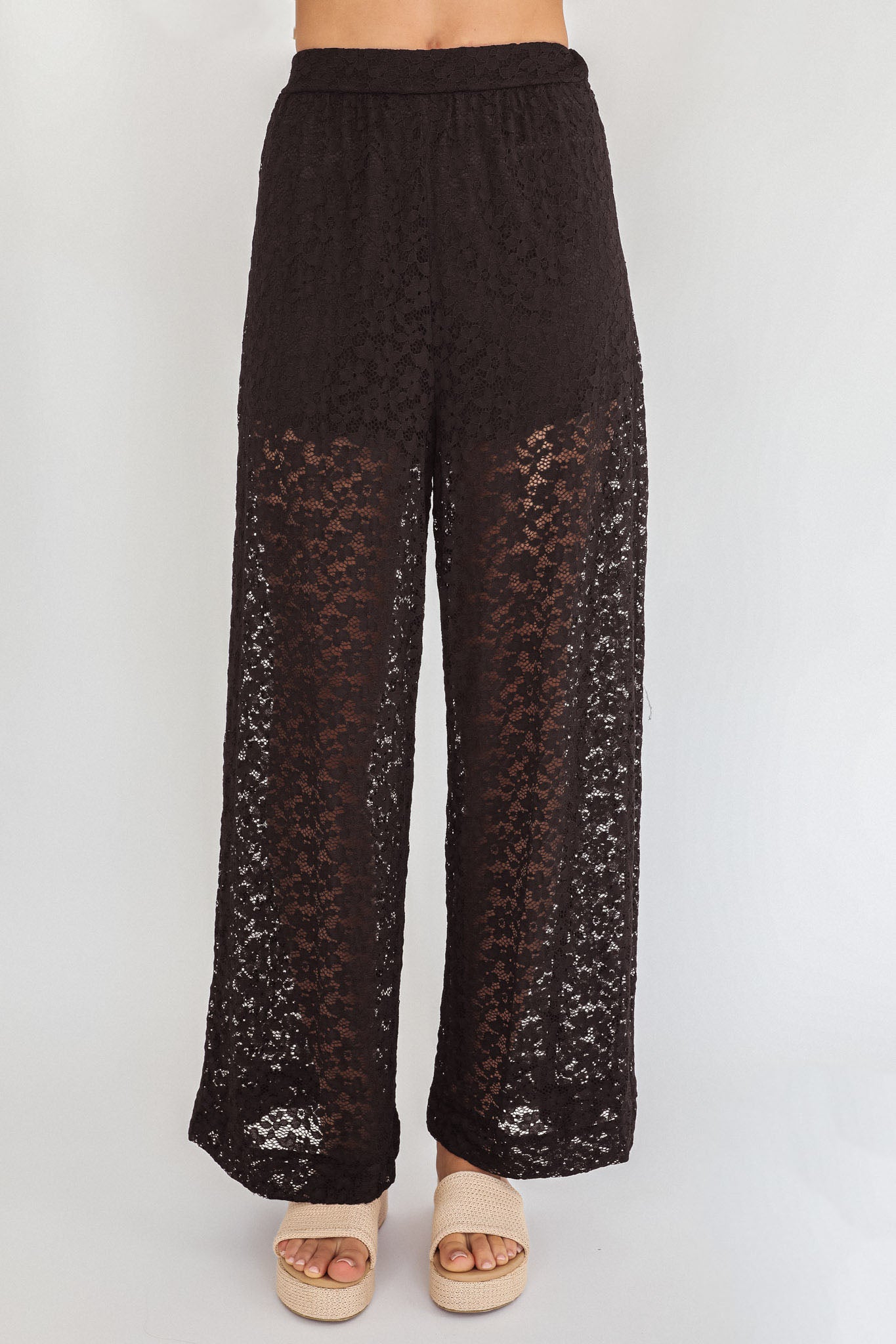 Canyons Wide Leg Pants Lace Black by Selfie Leslie
