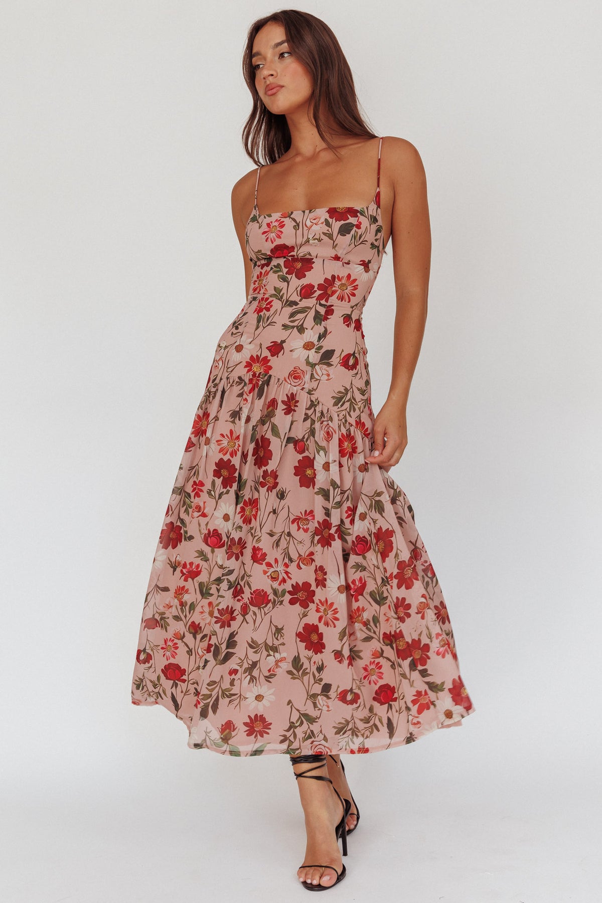 drop waist floral maxi dress Monday Muse Red THURS 10/24 FRAN RESTOCK houseofzayer.com | Silvana Crystal Size medium measures 61.5 Color:Other Color
