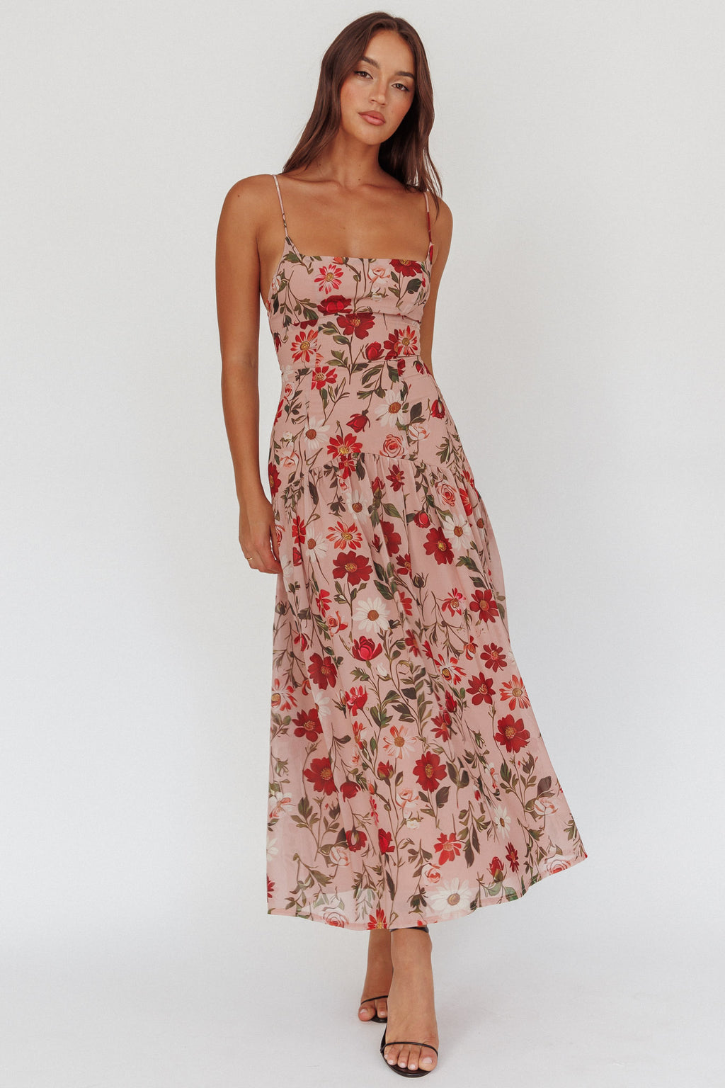 Monday Muse Drop Waist Maxi Dress Floral Red by Selfie Leslie