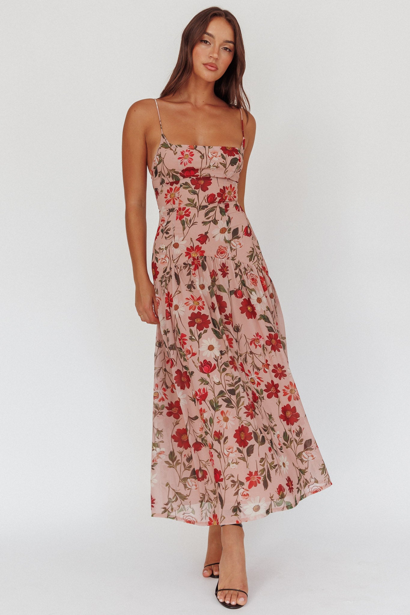 Monday Muse Drop Waist Maxi Dress Floral Red by Selfie Leslie