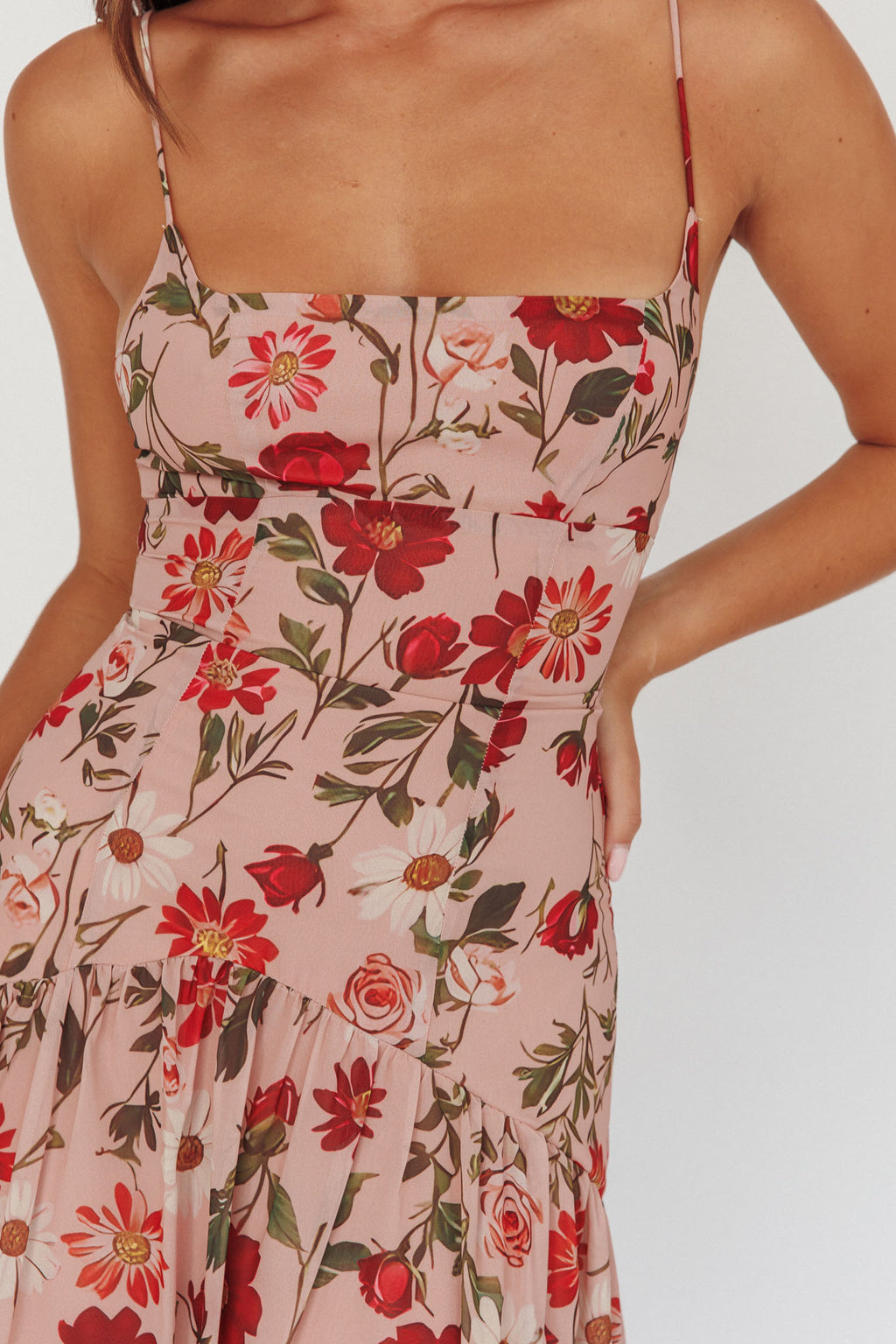 Monday Muse Drop Waist Maxi Dress Floral Red by Selfie Leslie