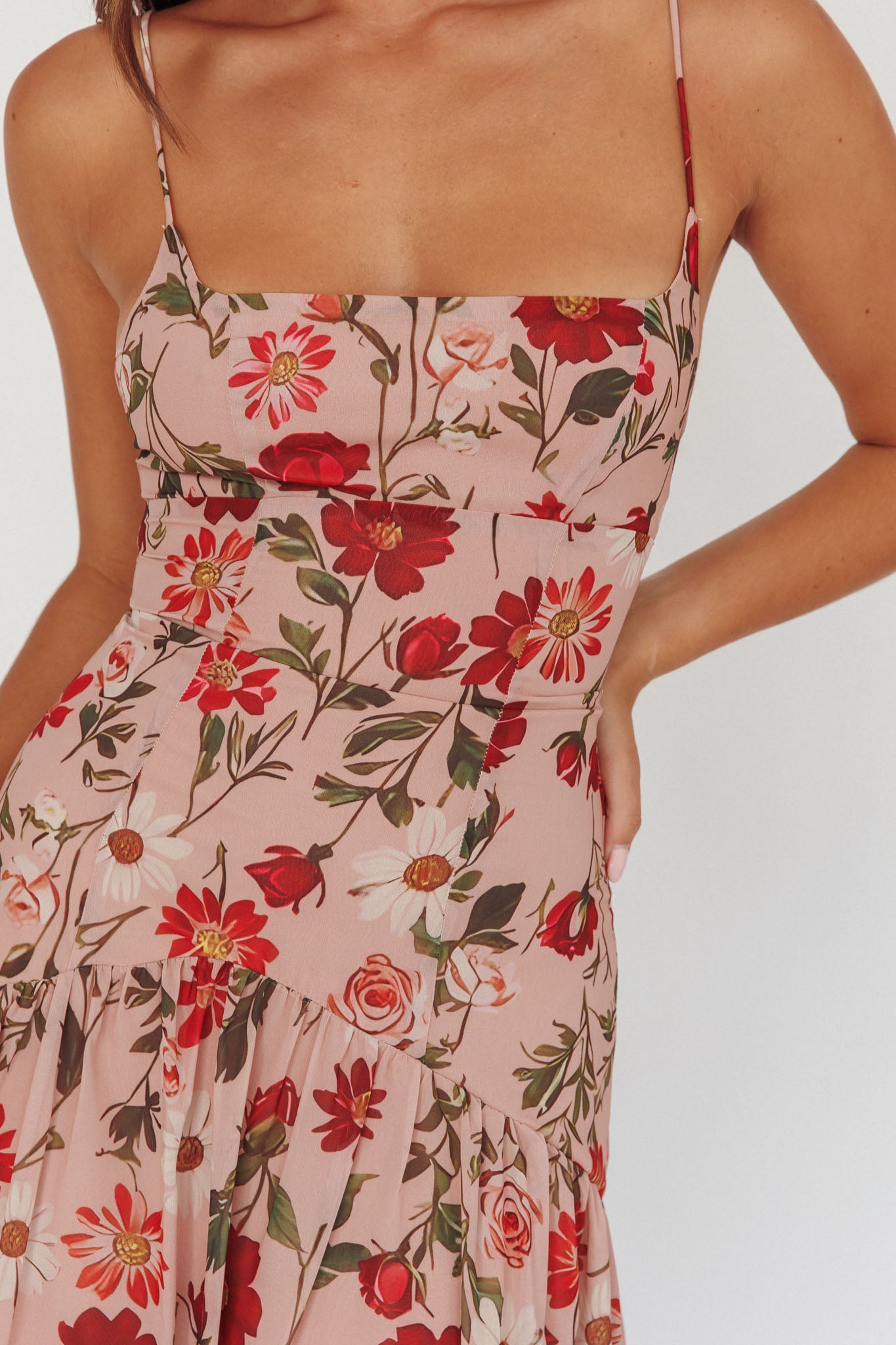 Monday Muse Drop Waist Maxi Dress Floral Red by Selfie Leslie