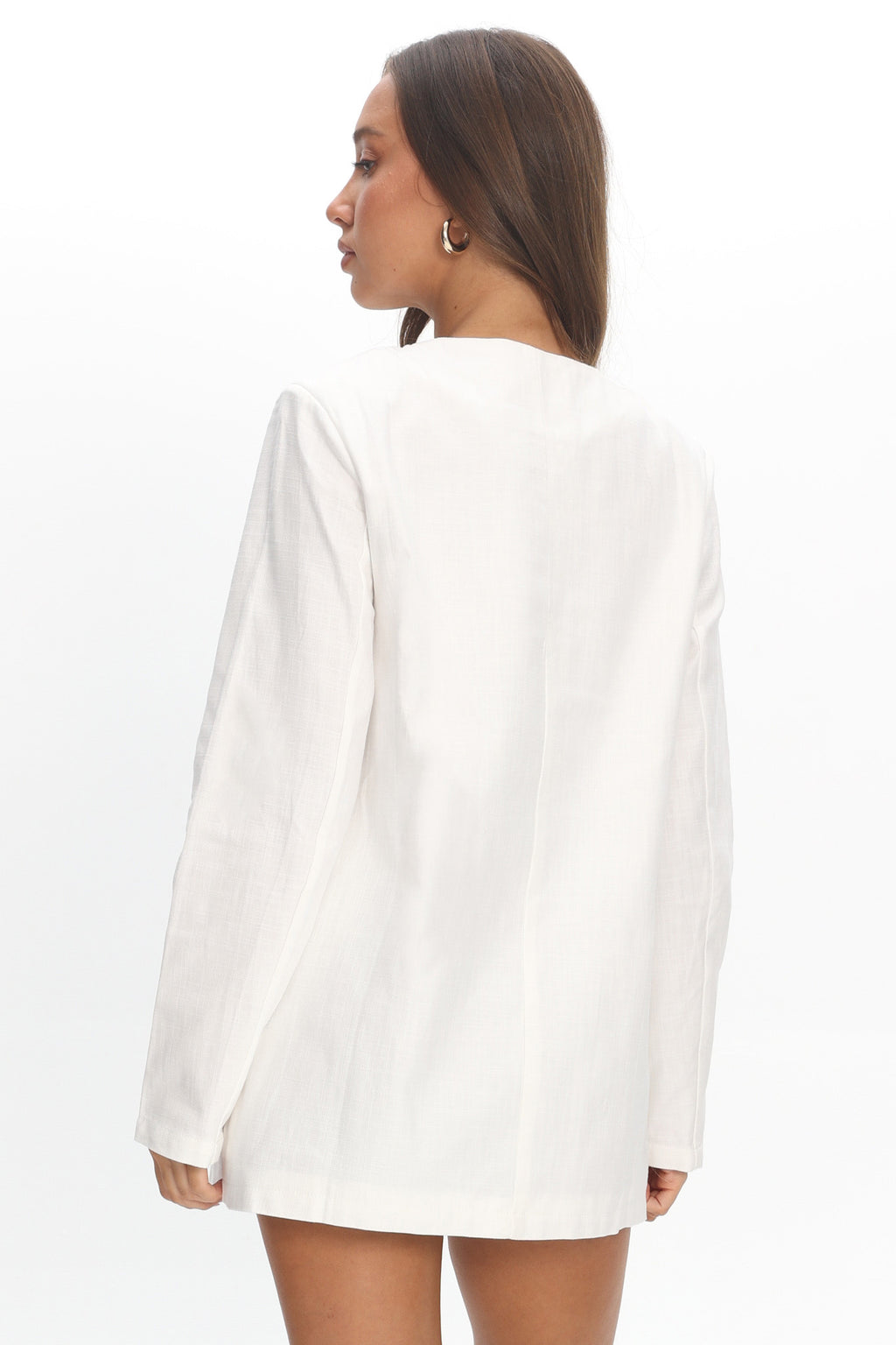 Vikki Round Neck Structured Top Cream