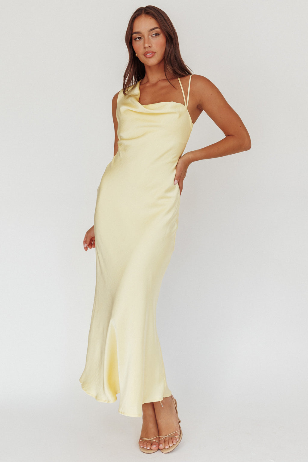 Eros Asymmetric Cowl Neck Maxi Dress Butter - XS Eros Asymmetric Cowl Neck Maxi Dress Butter - XS