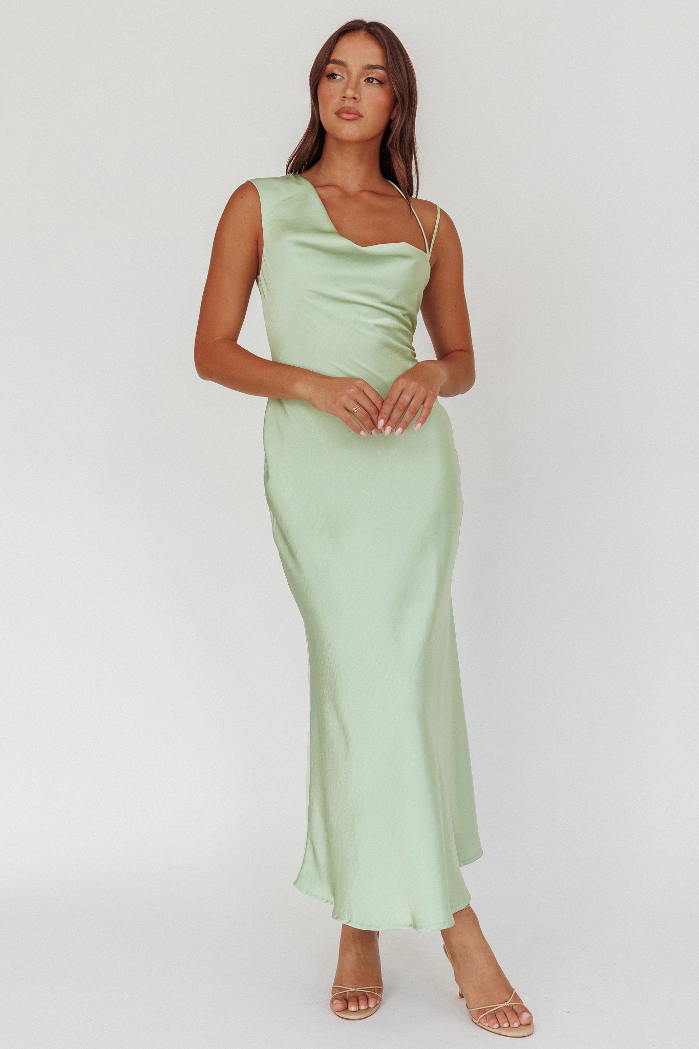Eros Asymmetric Cowl Neck Maxi Dress Leaf XS Eros Asymmetric Cowl Neck Maxi Dress Leaf XS