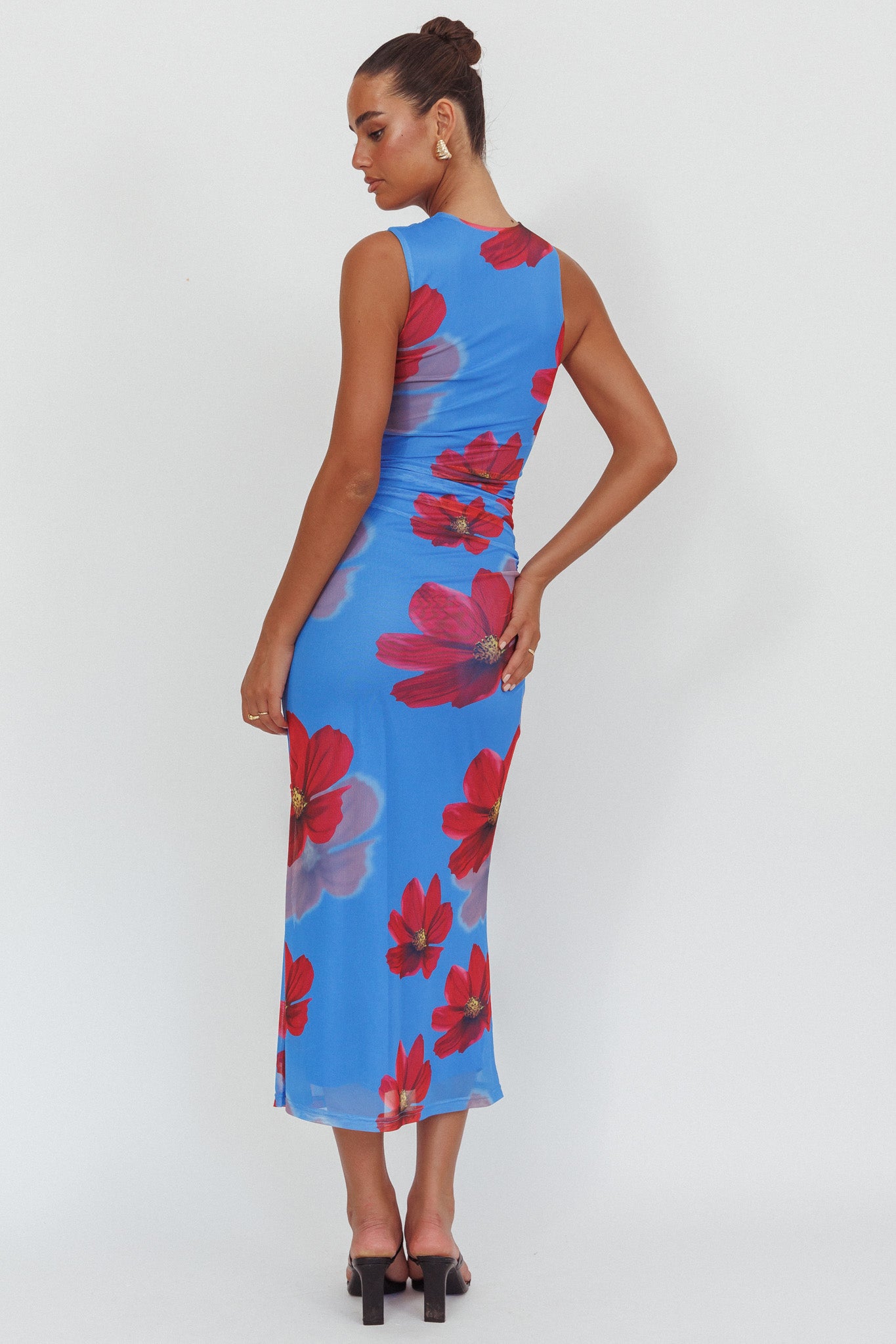 On Air Twist Neck Maxi Dress Floral Blue by Selfie Leslie