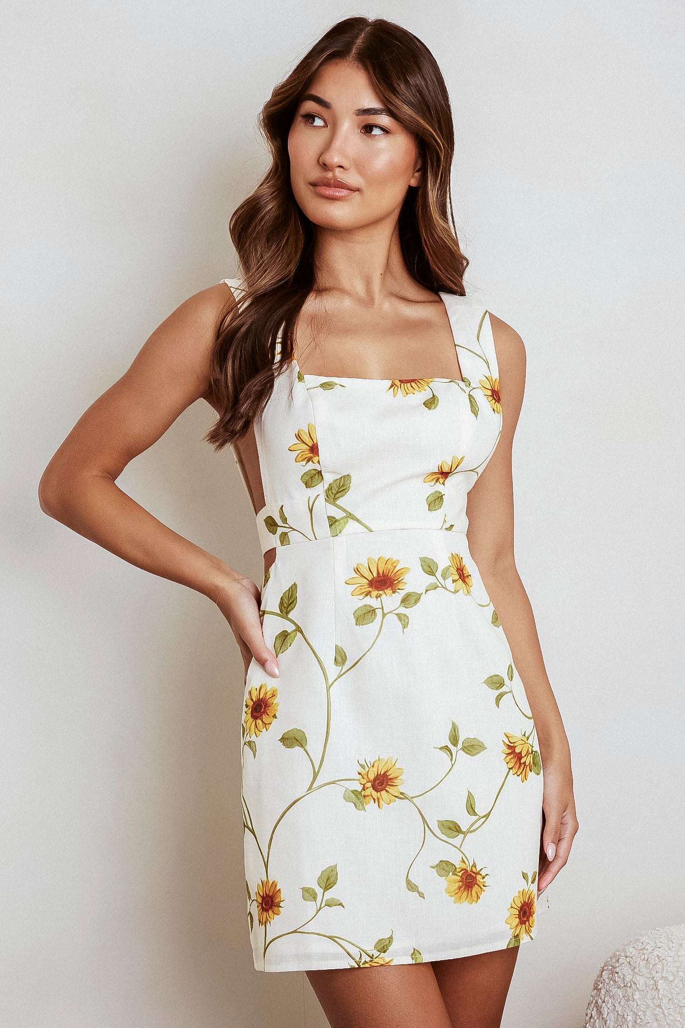 Walking On Sunshine Tied Back Mini Dress Sunflower by Selfie Leslie