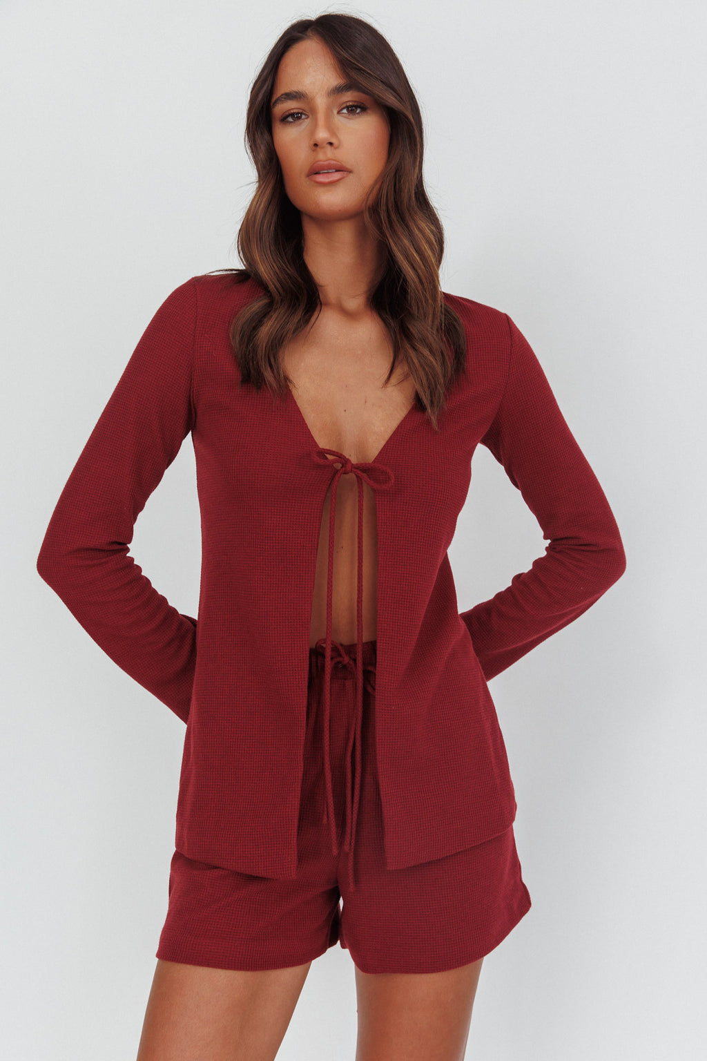 Ryder Drawstring Shorts Burgundy by Selfie Leslie