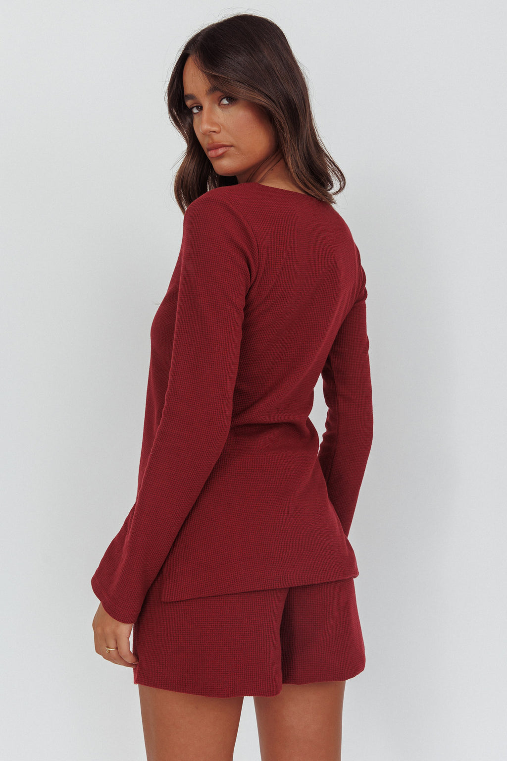 Ryder Drawstring Shorts Burgundy by Selfie Leslie