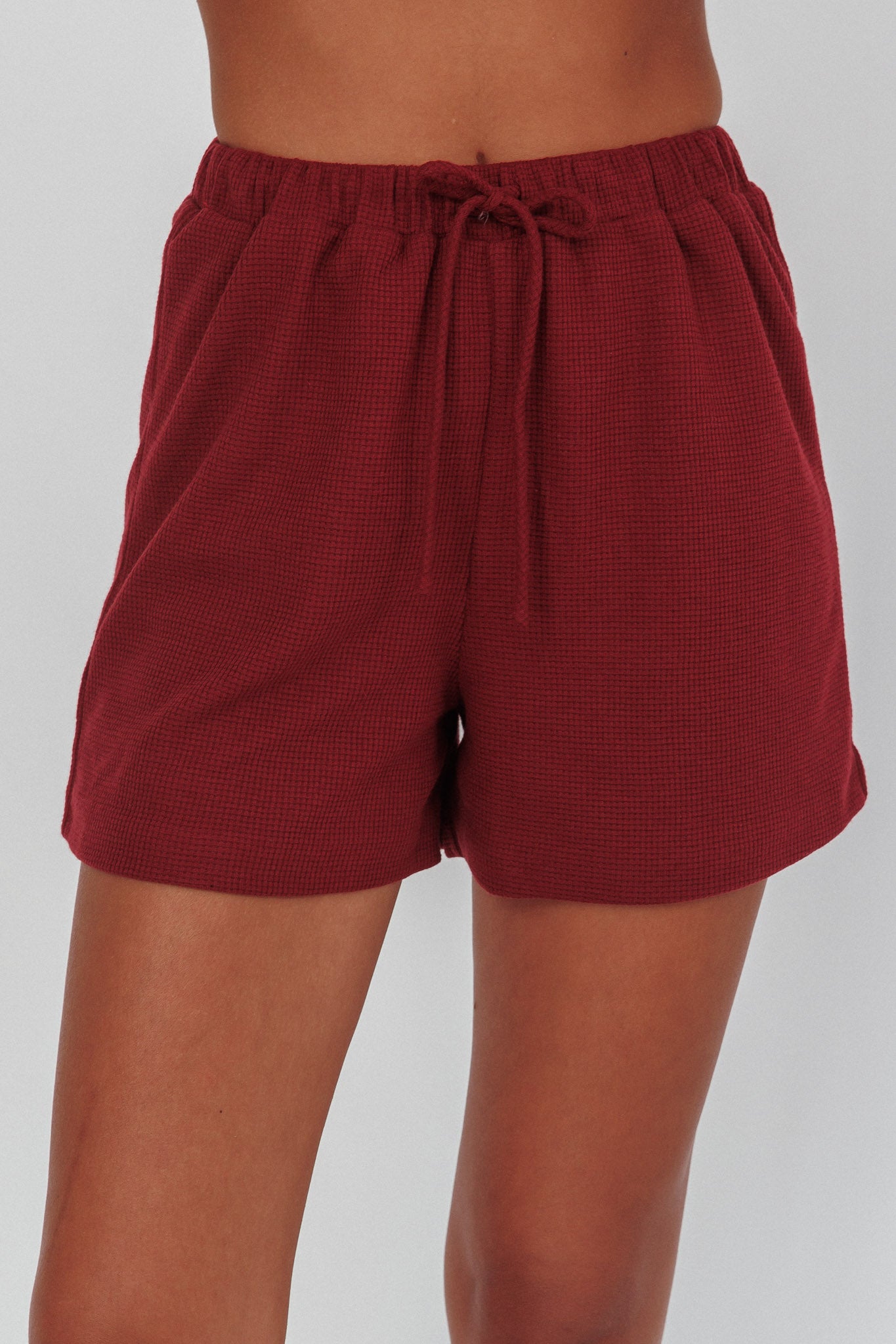 Ryder Drawstring Shorts Burgundy by Selfie Leslie