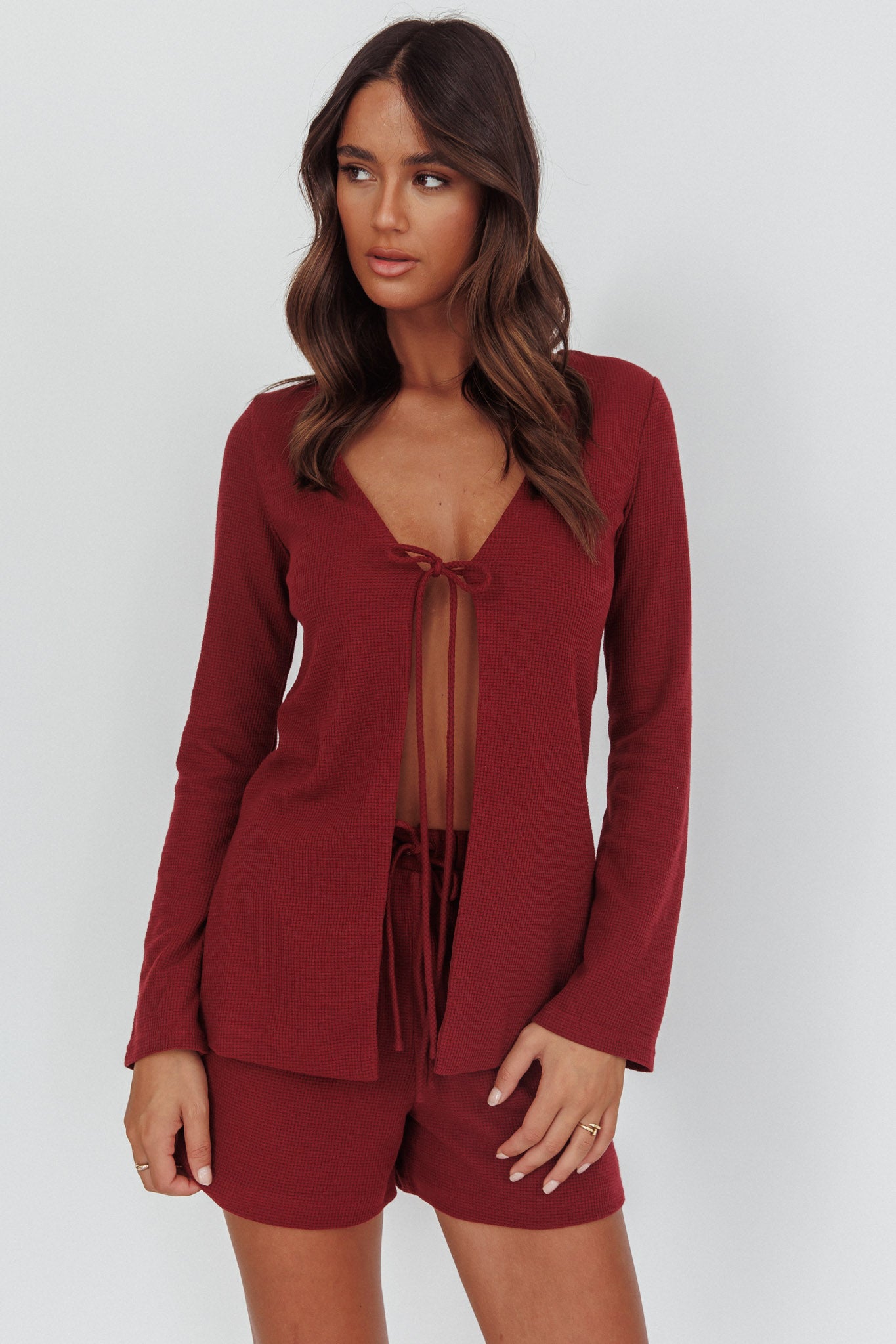 Ryder Drawstring Shorts Burgundy by Selfie Leslie