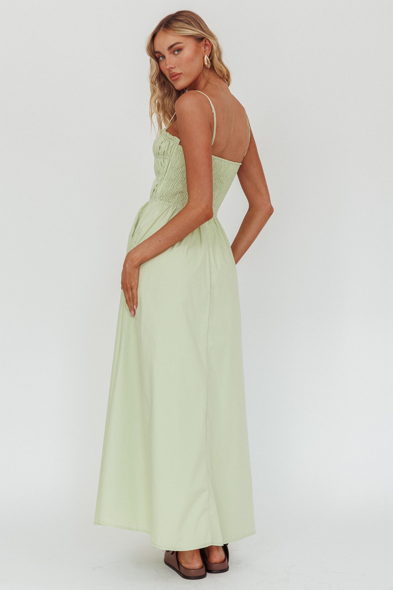 Remember When Tied Bodice Maxi Dress Sage by Selfie Leslie