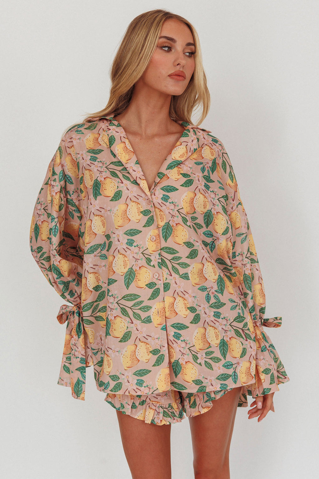 Telling Secrets Tied Cuff Top Lemon by Selfie Leslie