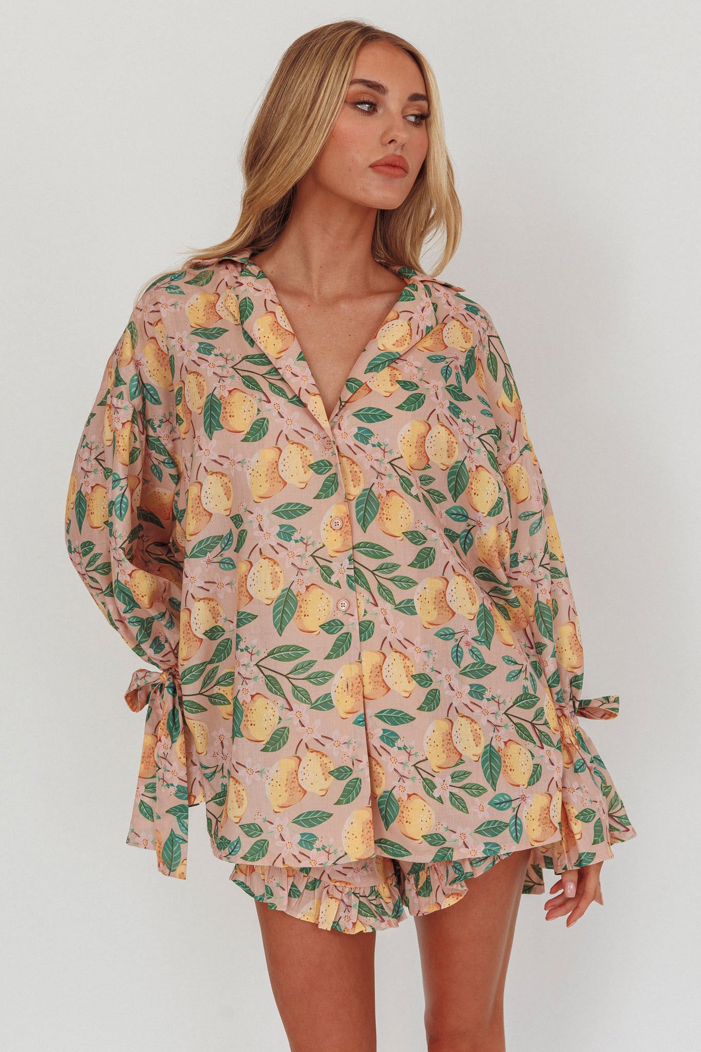 Telling Secrets Tied Cuff Top Lemon by Selfie Leslie