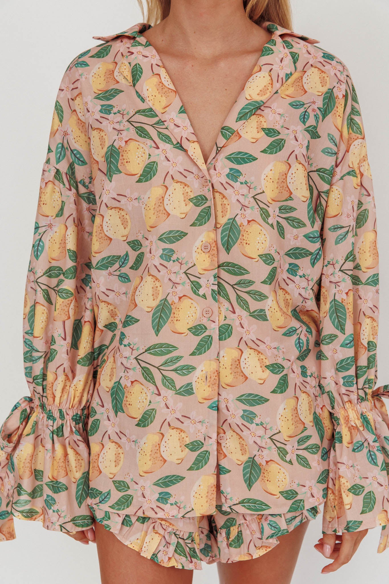 Telling Secrets Tied Cuff Top Lemon by Selfie Leslie